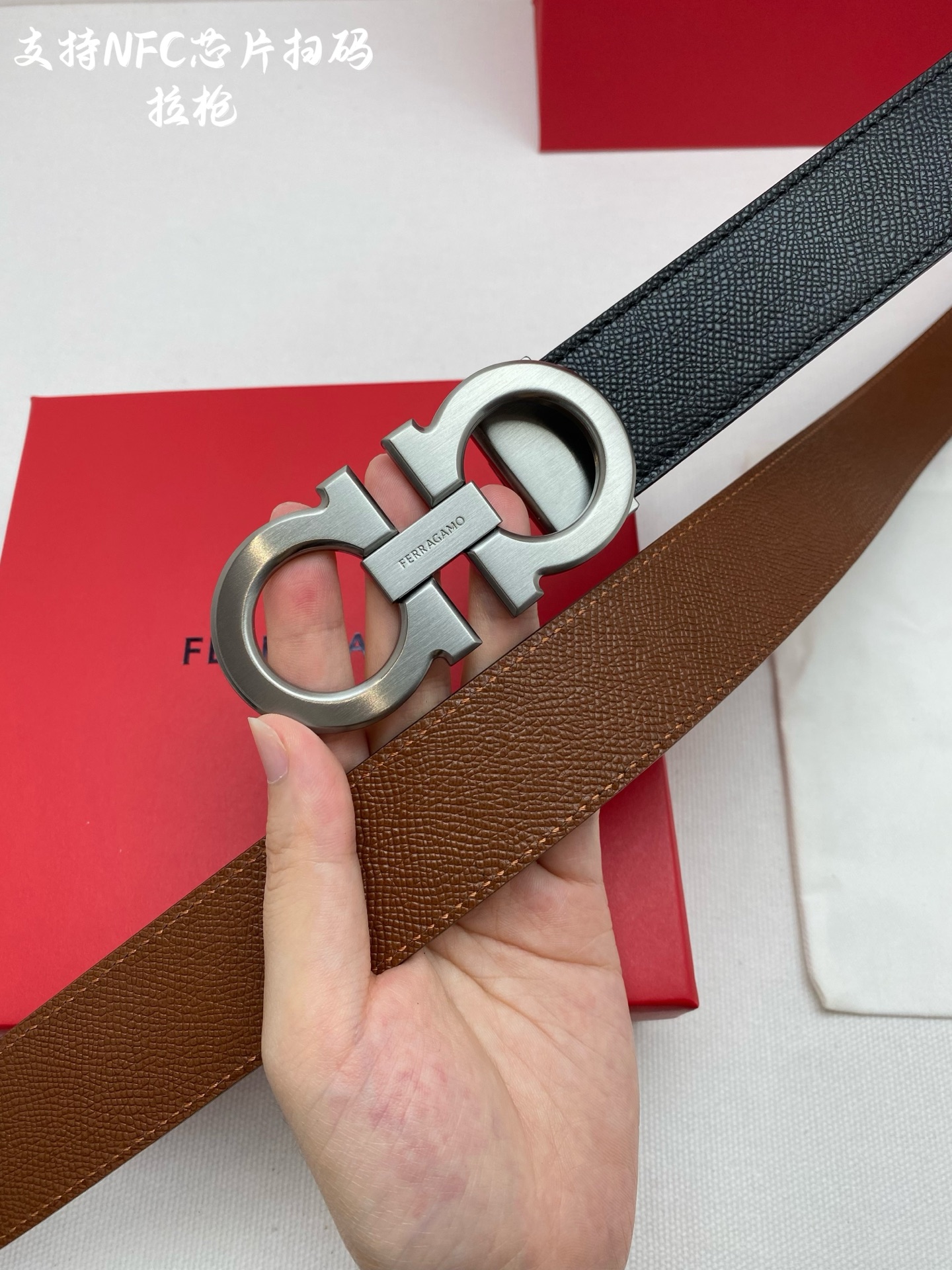 Salvatore Ferragamo Male Leather Belt Top Grain Leather 13514-m