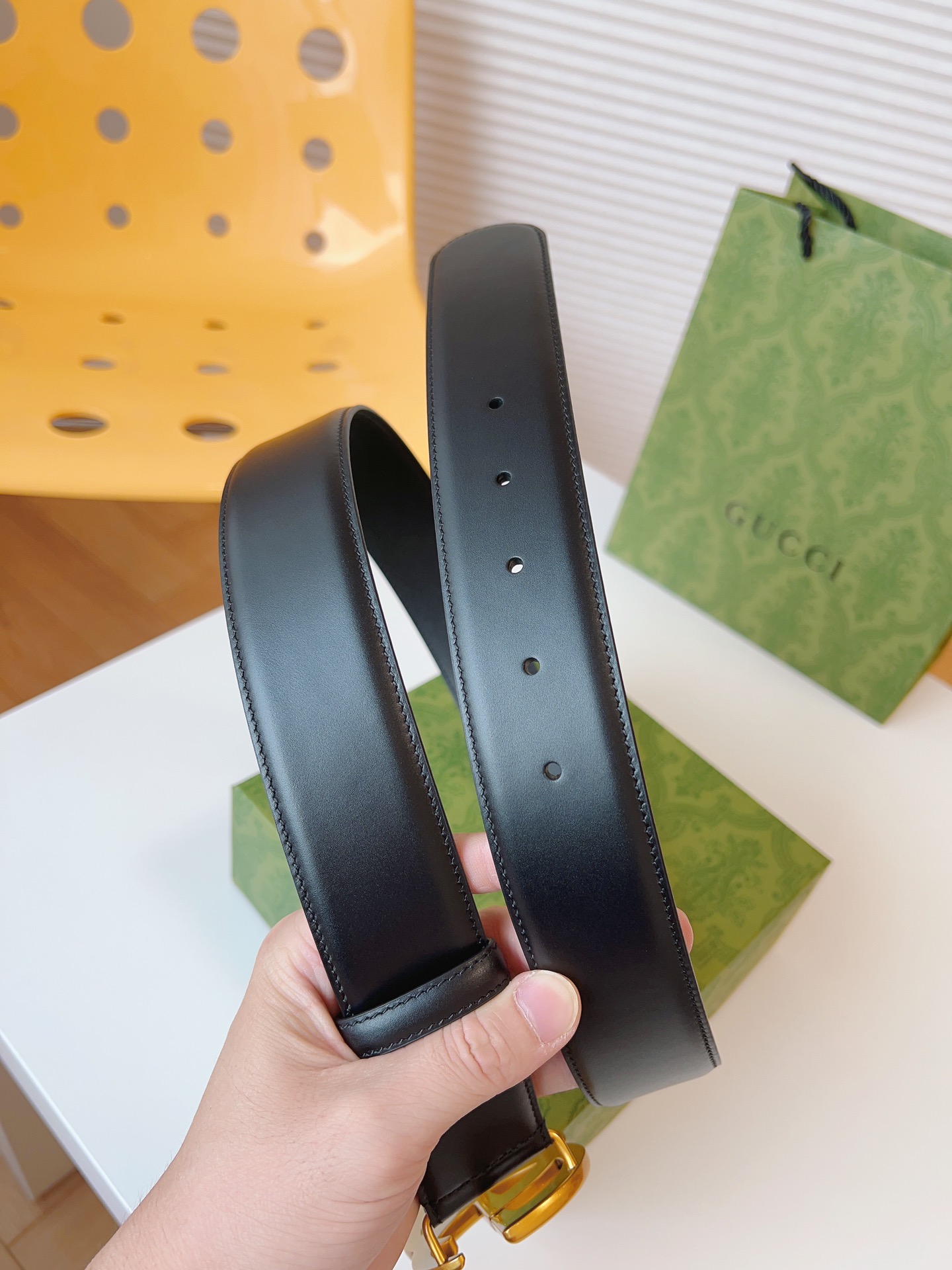 Gucci Male Basic Belt Cow Leather Black M