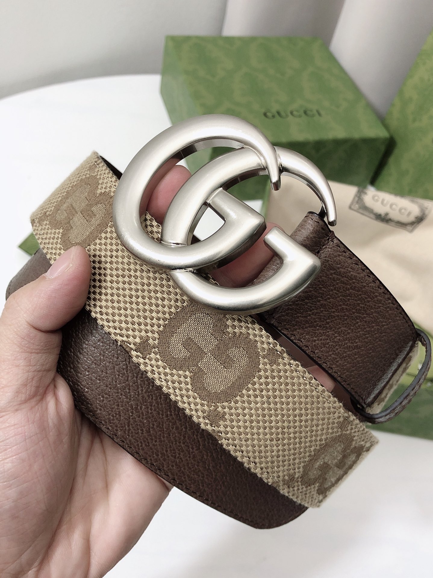 Gucci Male Basic Belt Canvas Gold Wide Width M