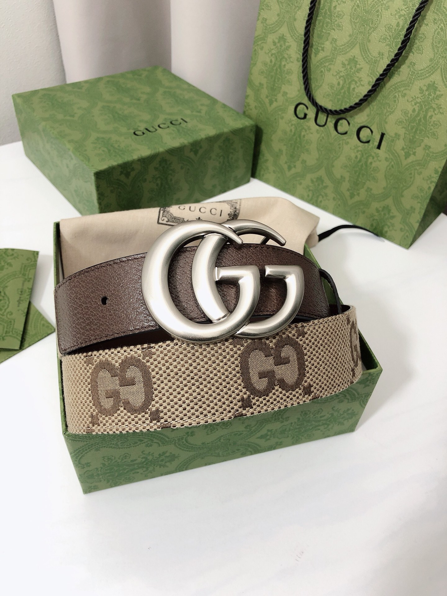 Gucci Male Basic Belt Canvas Gold Wide Width M