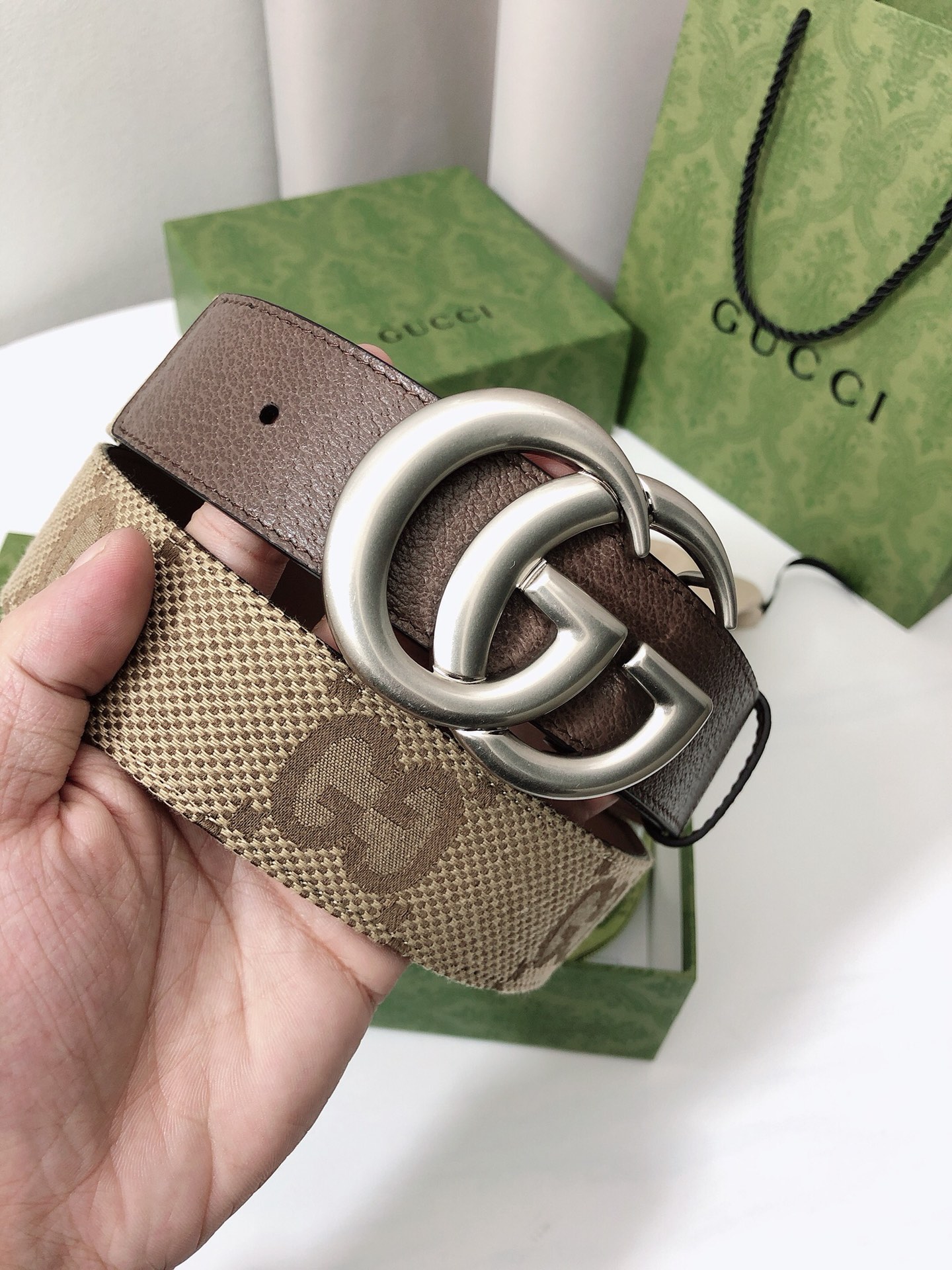 Gucci Male Basic Belt Canvas Gold Wide Width M