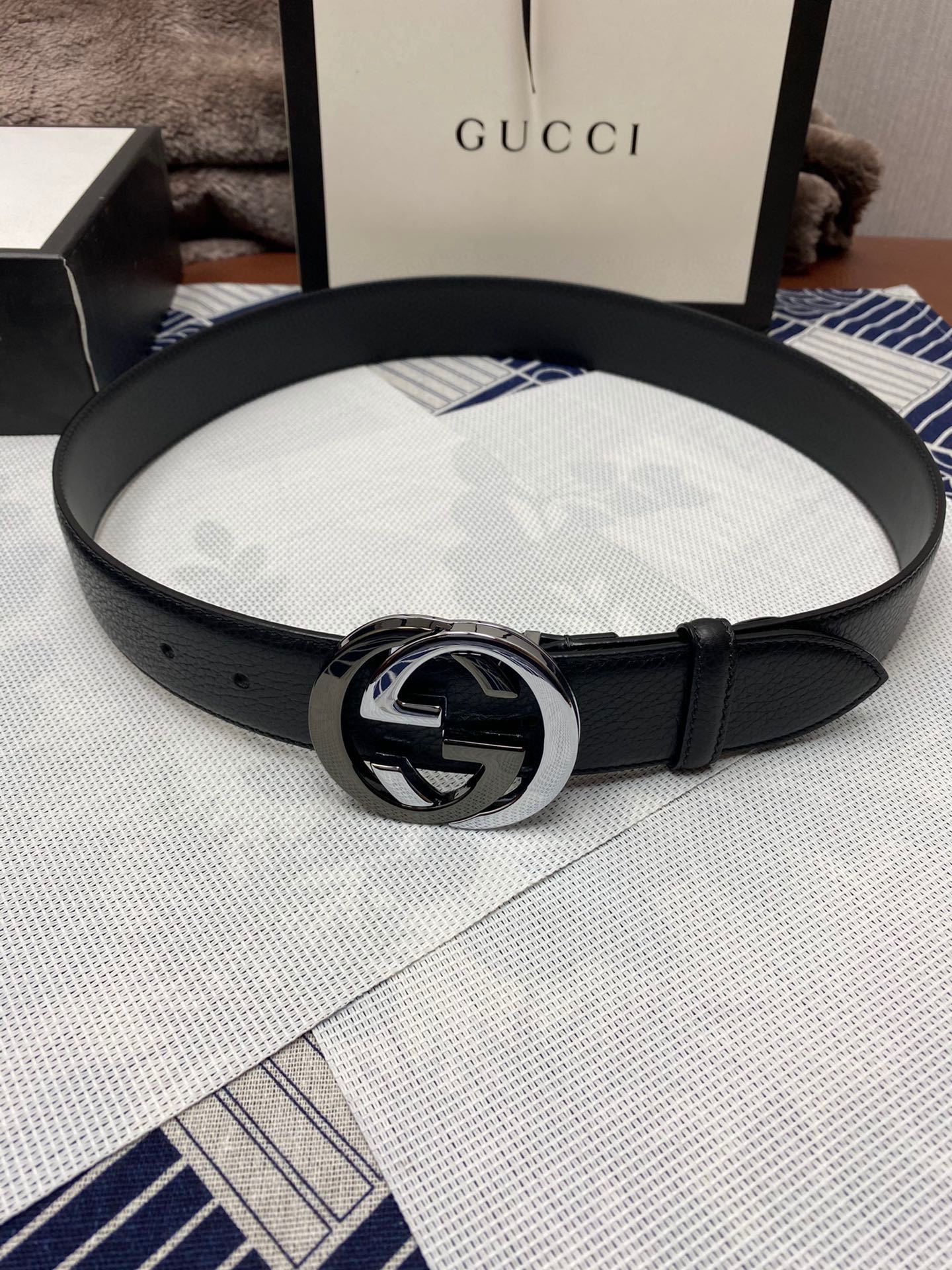 Gucci Male Leather Belt Top Grain Leather M