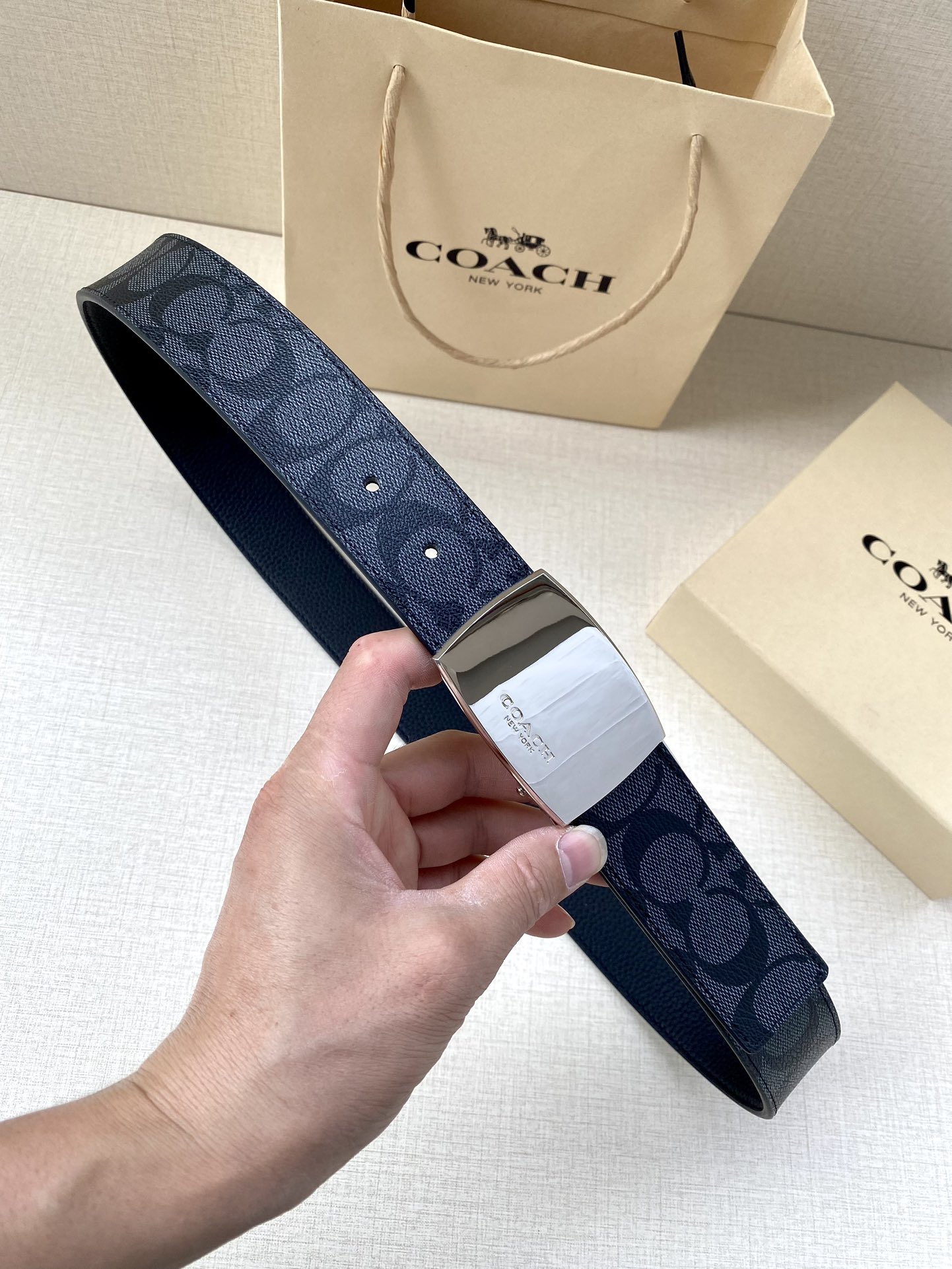 Coach Male Leather Belt Top Grain Leather M