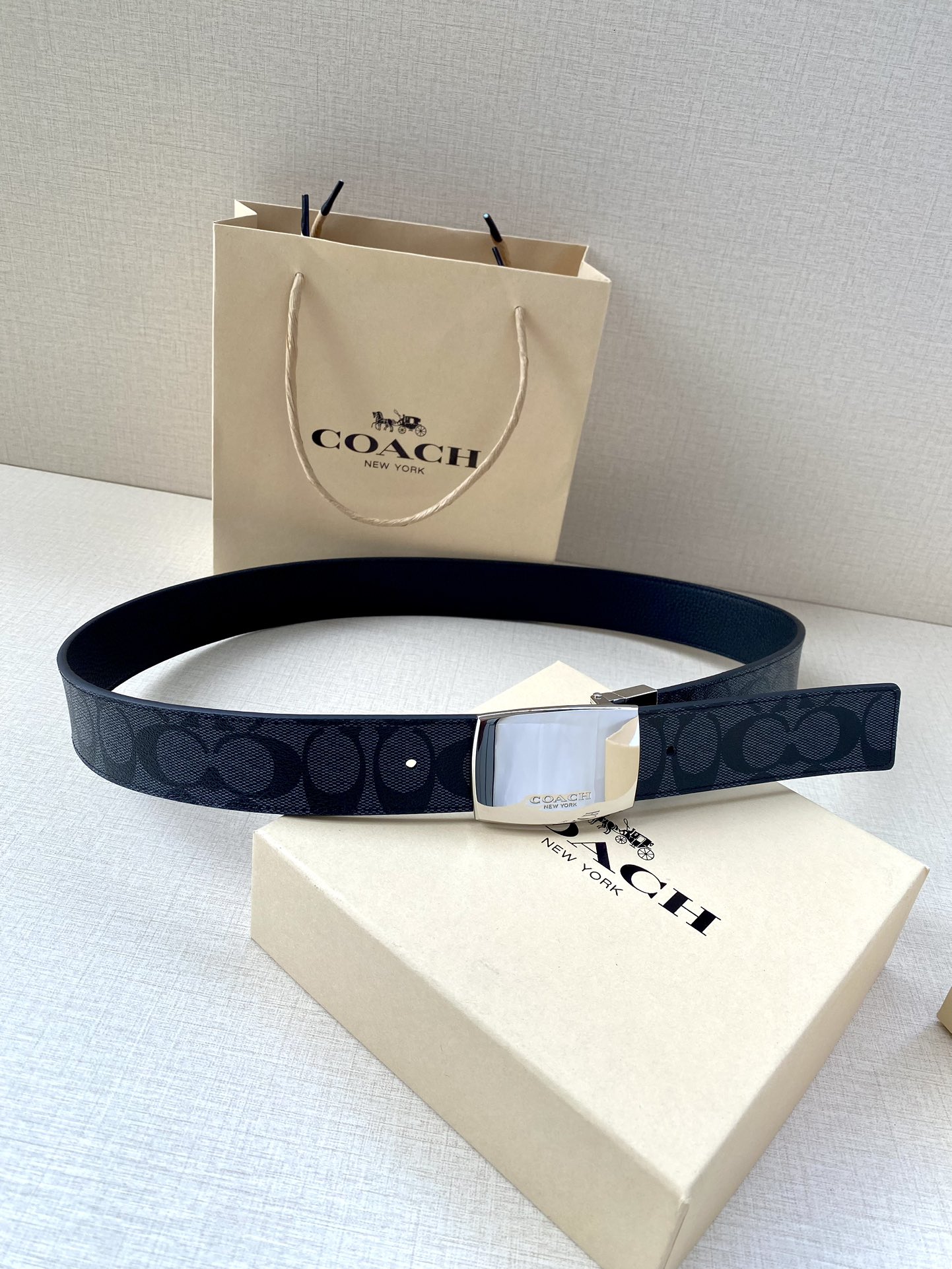 Coach Male Leather Belt Top Grain Leather M
