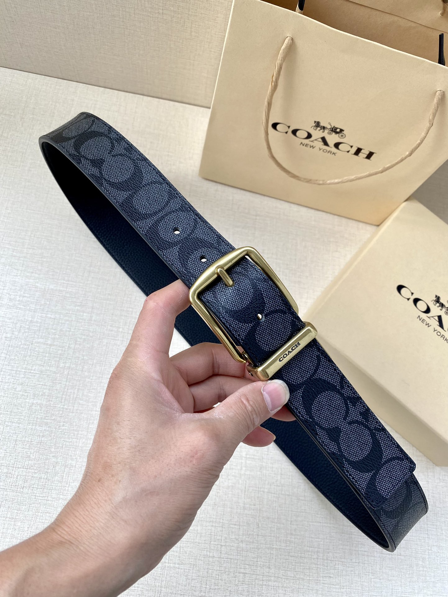 Coach Male Leather Belt Top Grain Leather M