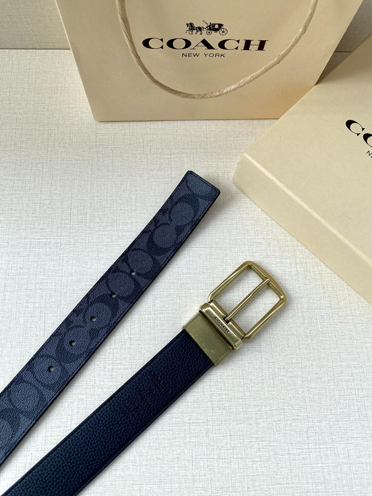 Coach Male Leather Belt Top Grain Leather M