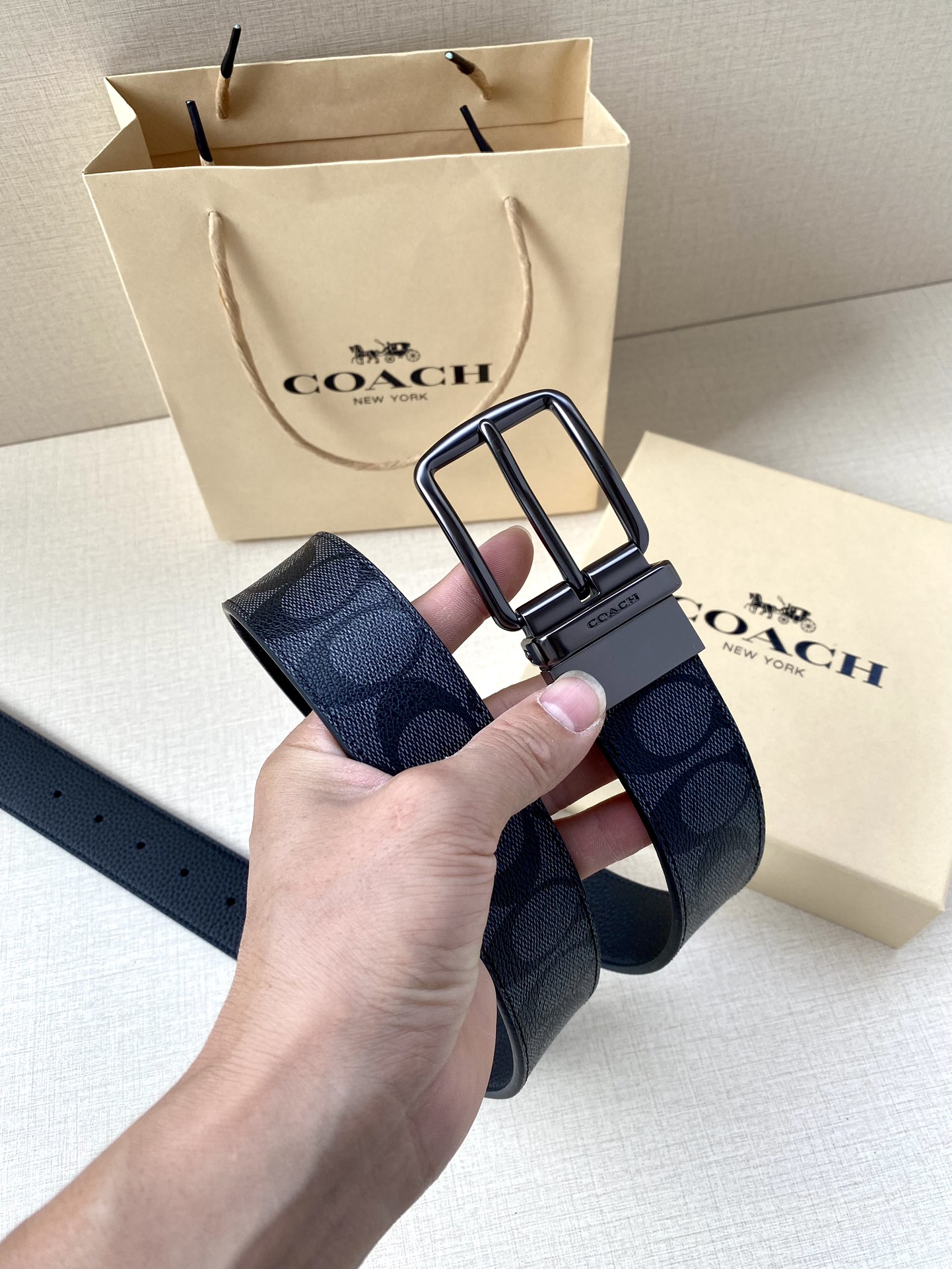 Coach Male Leather Belt Top Grain Leather M