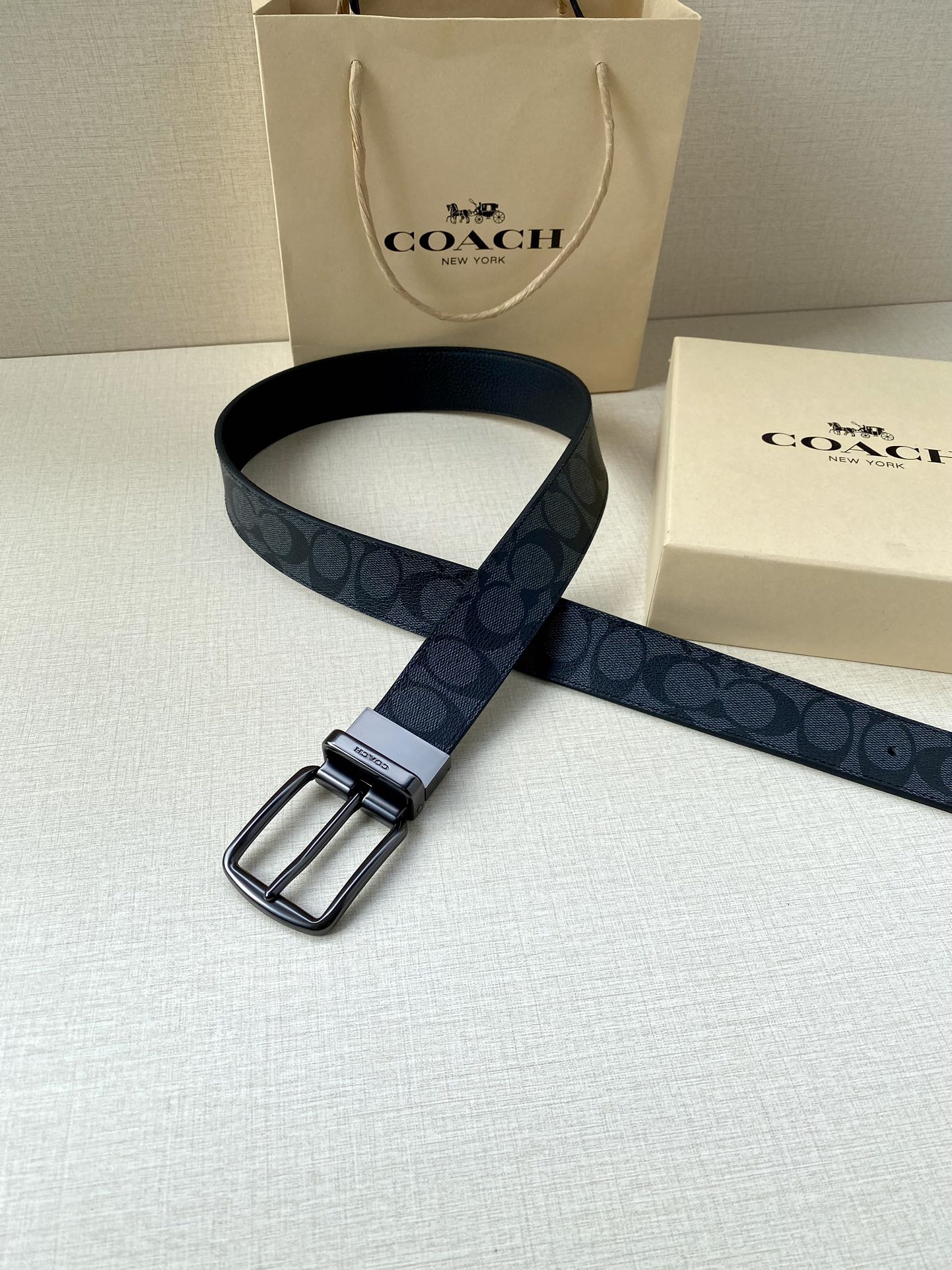 Coach Male Leather Belt Top Grain Leather M