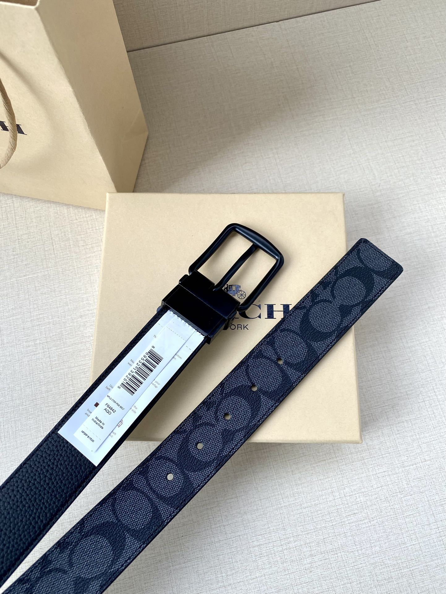 Coach Male Leather Belt Top Grain Leather M