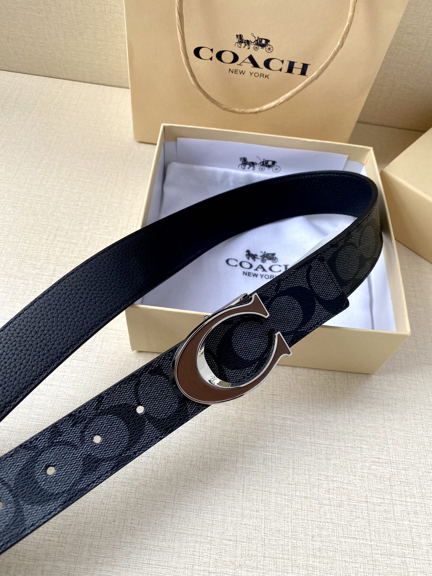 Coach Male Leather Belt Top Grain Leather M