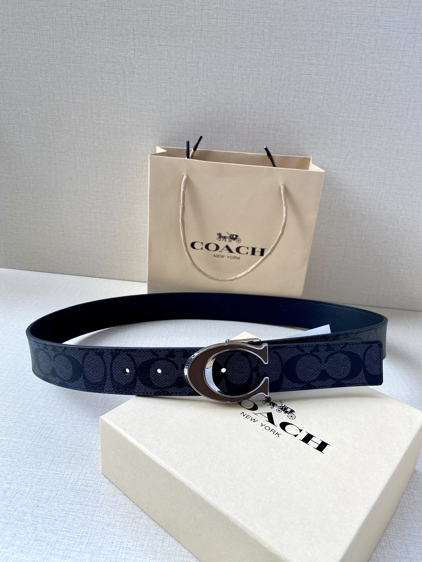 Coach Male Leather Belt Top Grain Leather M