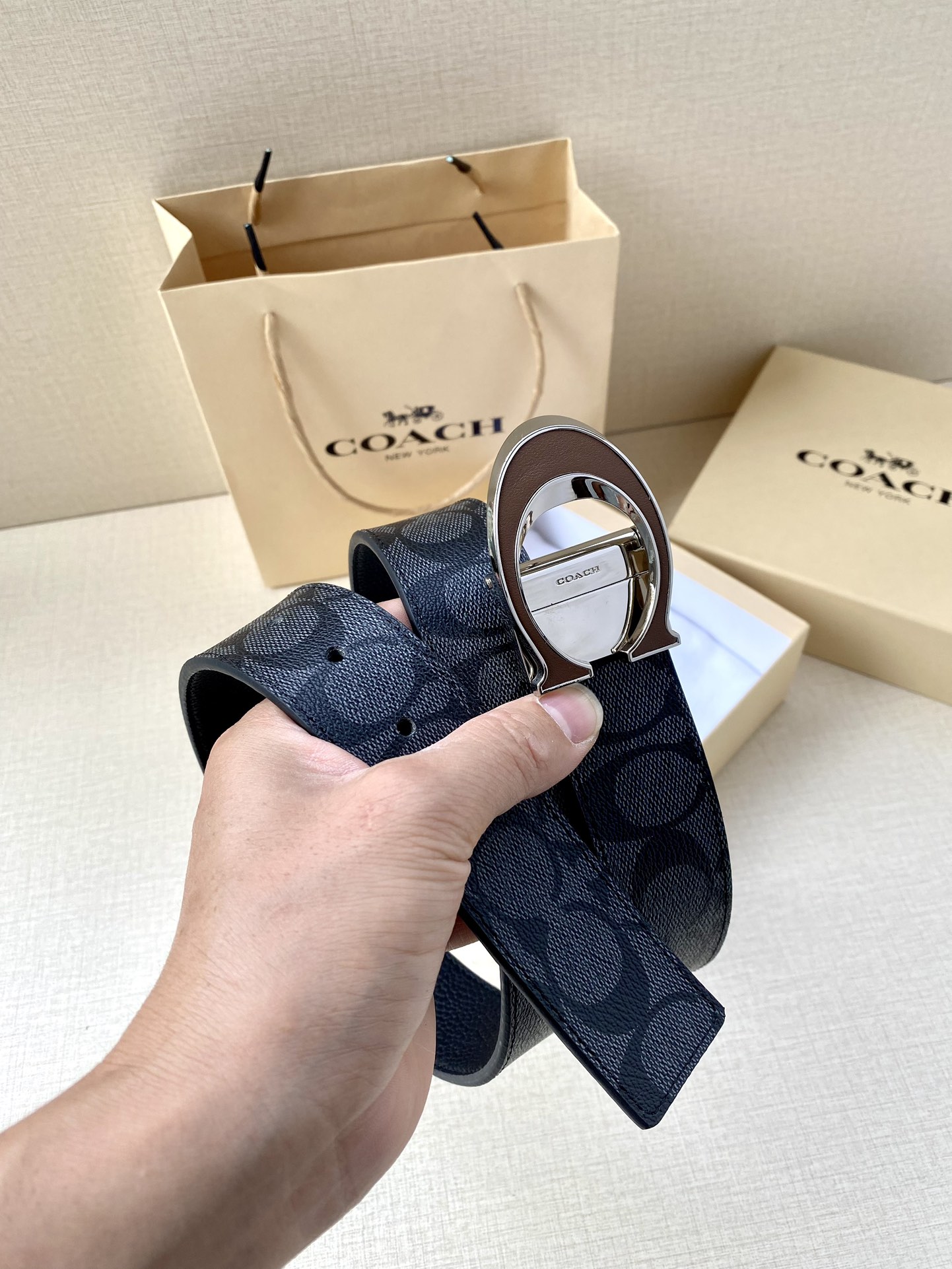 Coach Male Leather Belt Top Grain Leather M