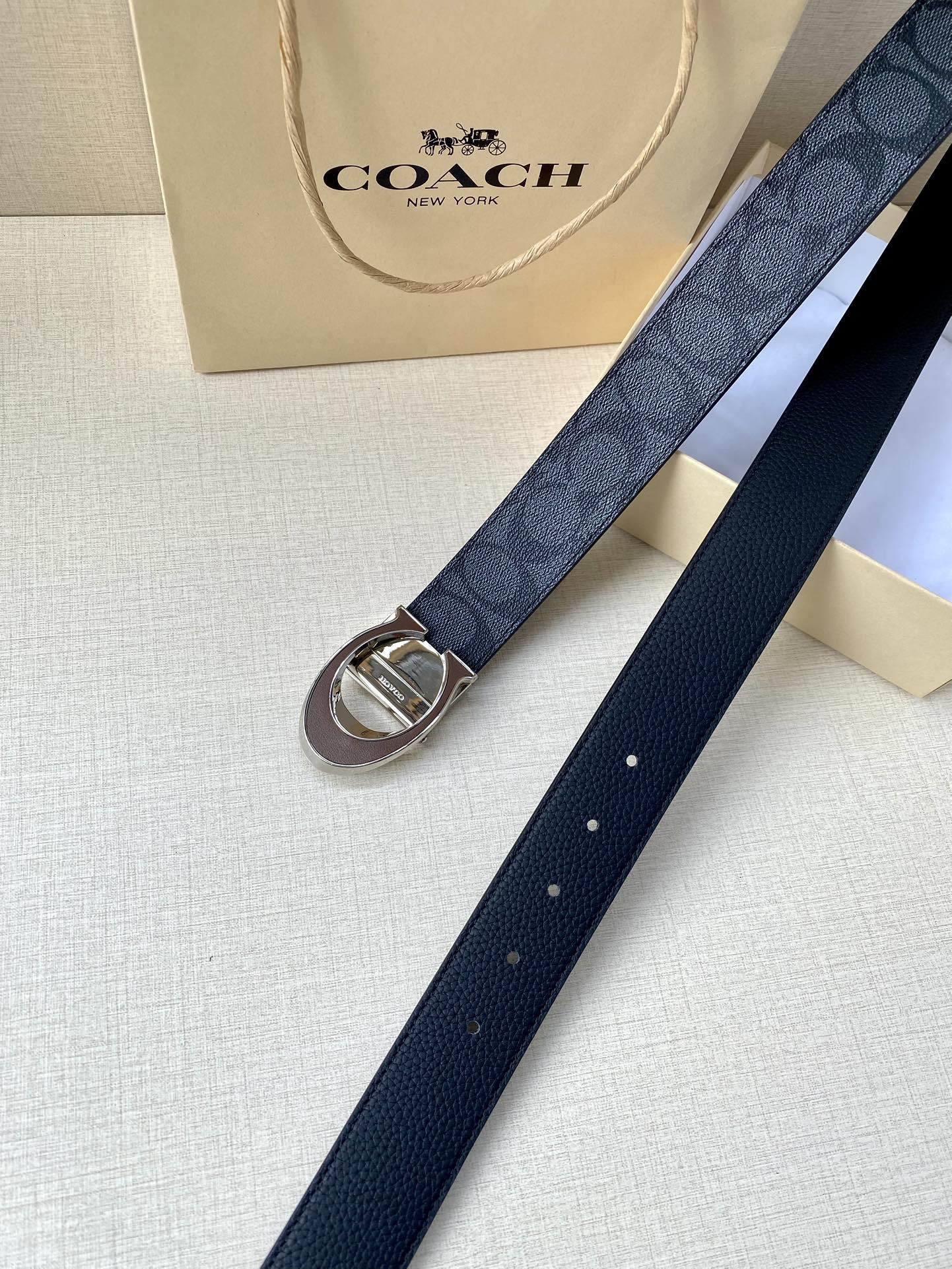 Coach Male Leather Belt Top Grain Leather M
