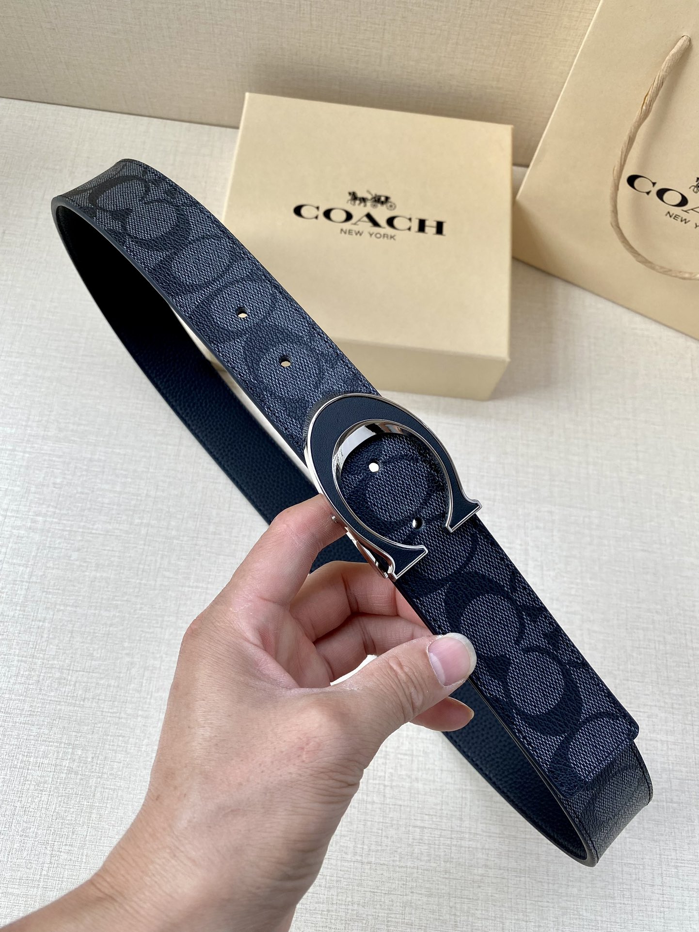 Coach Male Leather Belt Top Grain Leather M