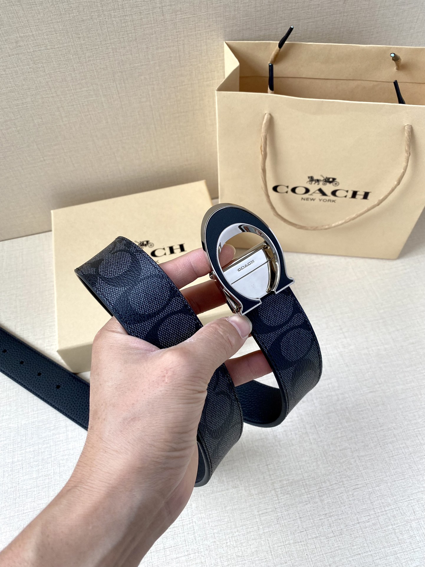 Coach Male Leather Belt Top Grain Leather M