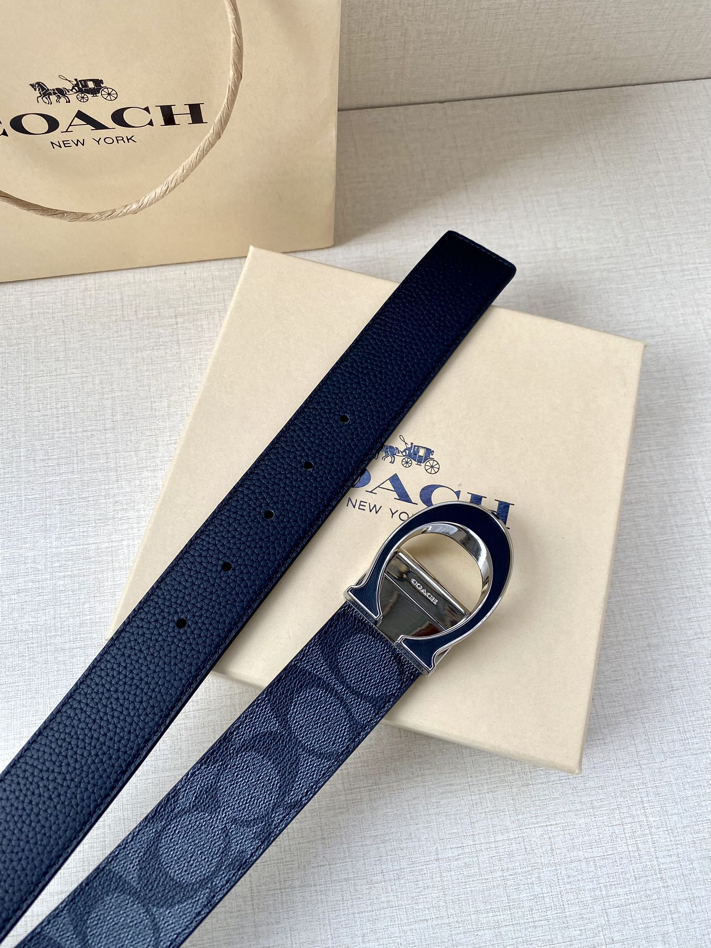 Coach Male Leather Belt Top Grain Leather M