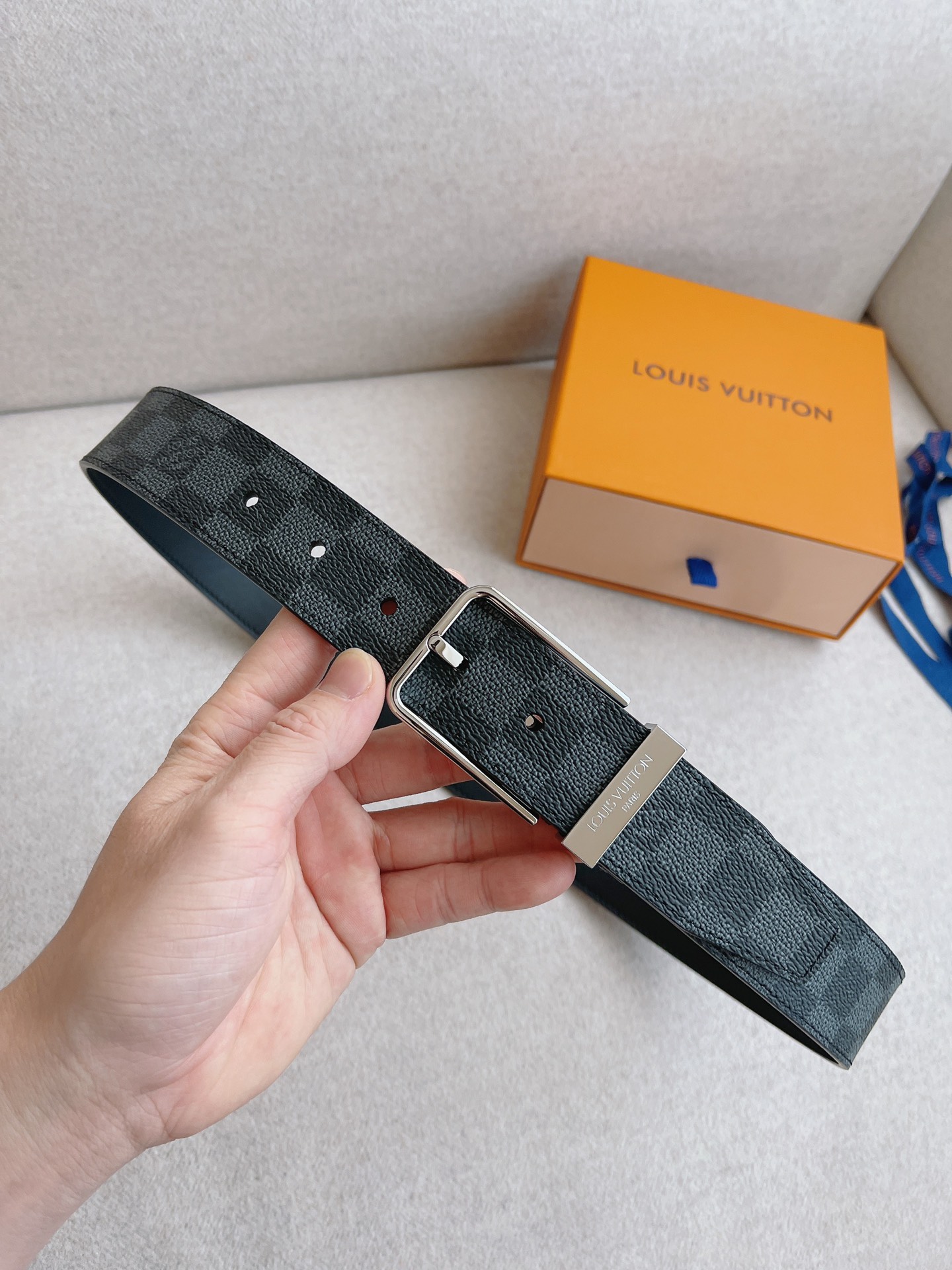 Louis Vuitton Leather Belt Cow Leather 35mm-m-l