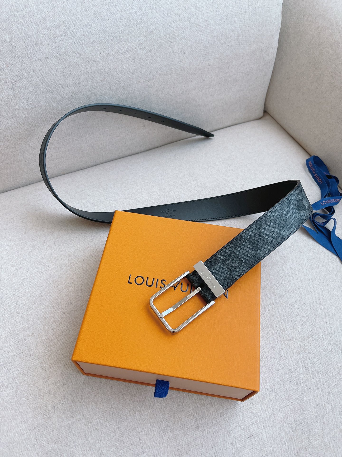 Louis Vuitton Leather Belt Cow Leather 35mm-m-l