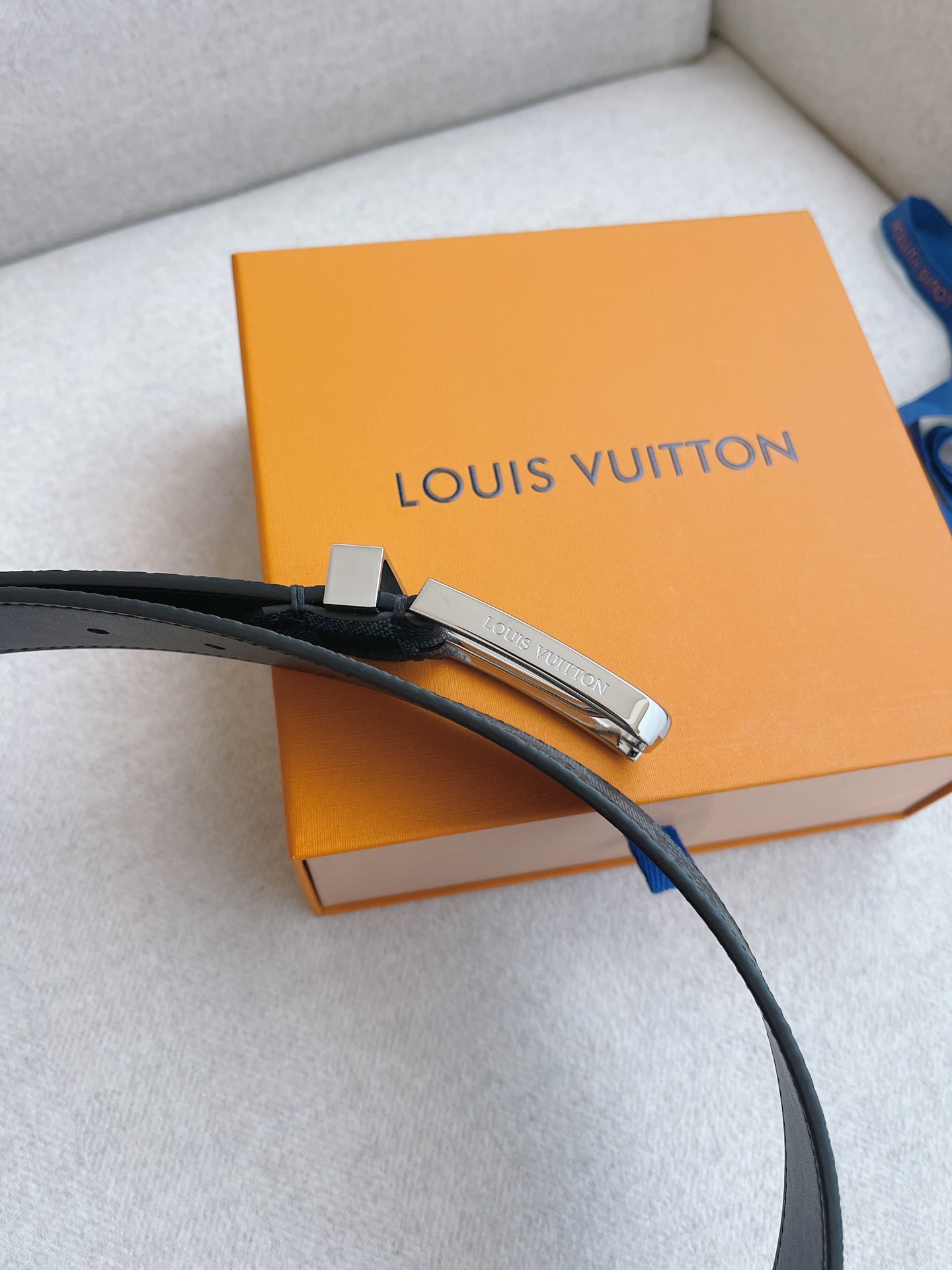 Louis Vuitton Leather Belt Cow Leather 35mm-m-l