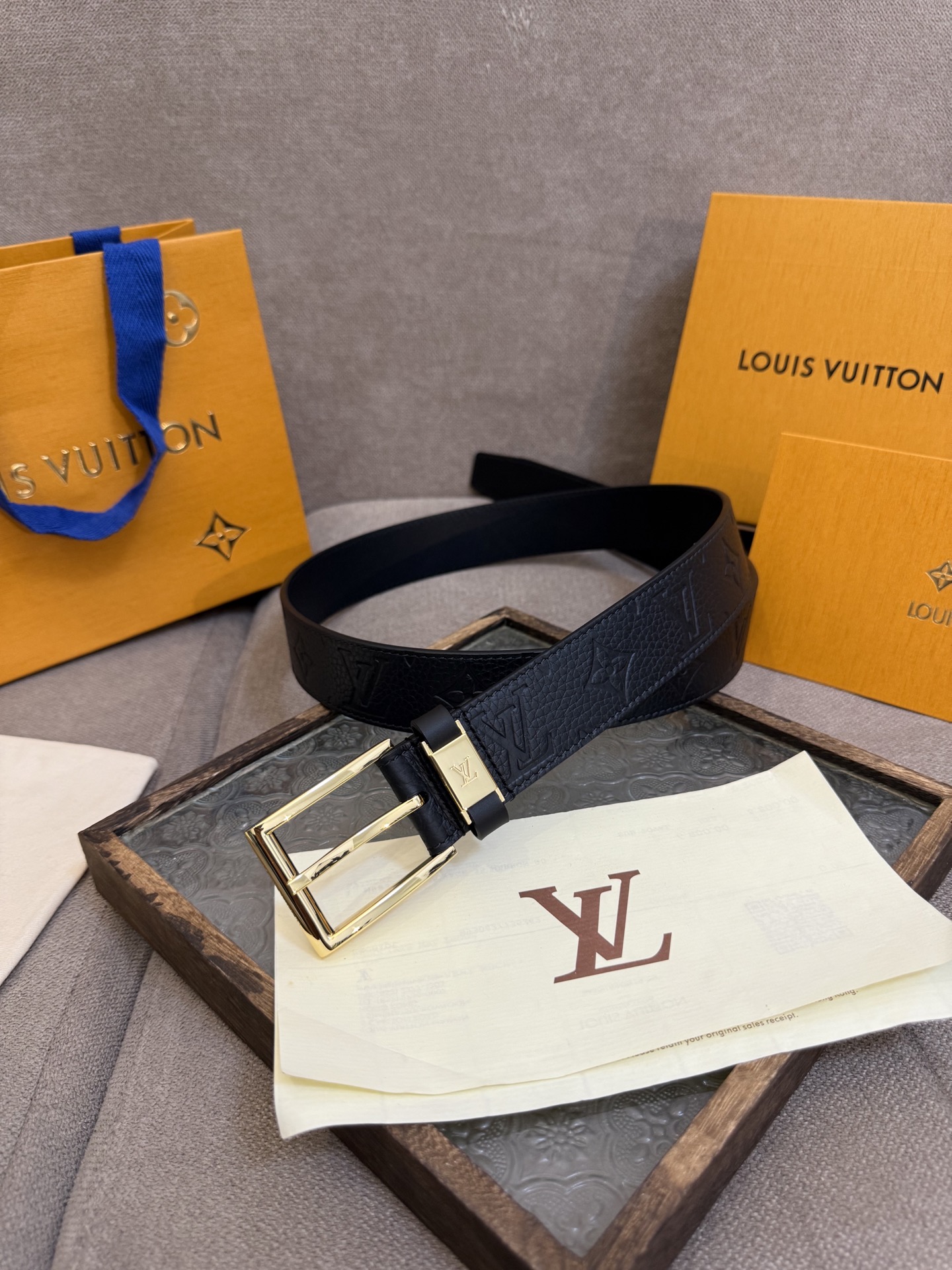 Louis Vuitton Leather Belt Top Grain Leather 13514-m-l