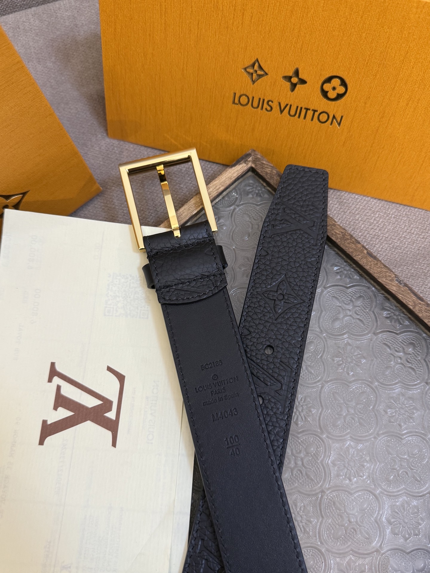 Louis Vuitton Leather Belt Top Grain Leather 13514-m-l