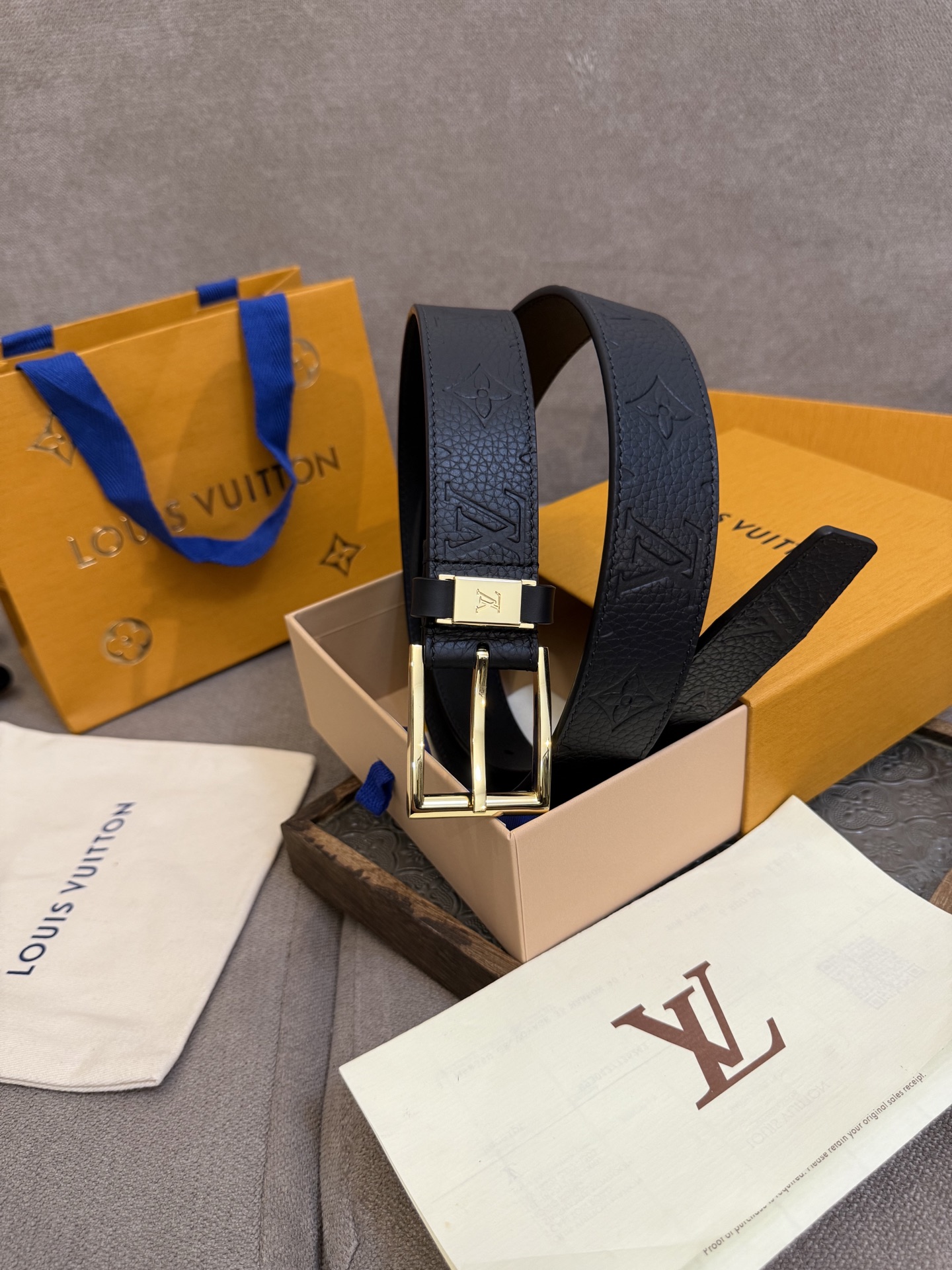 Louis Vuitton Leather Belt Top Grain Leather 13514-m-l