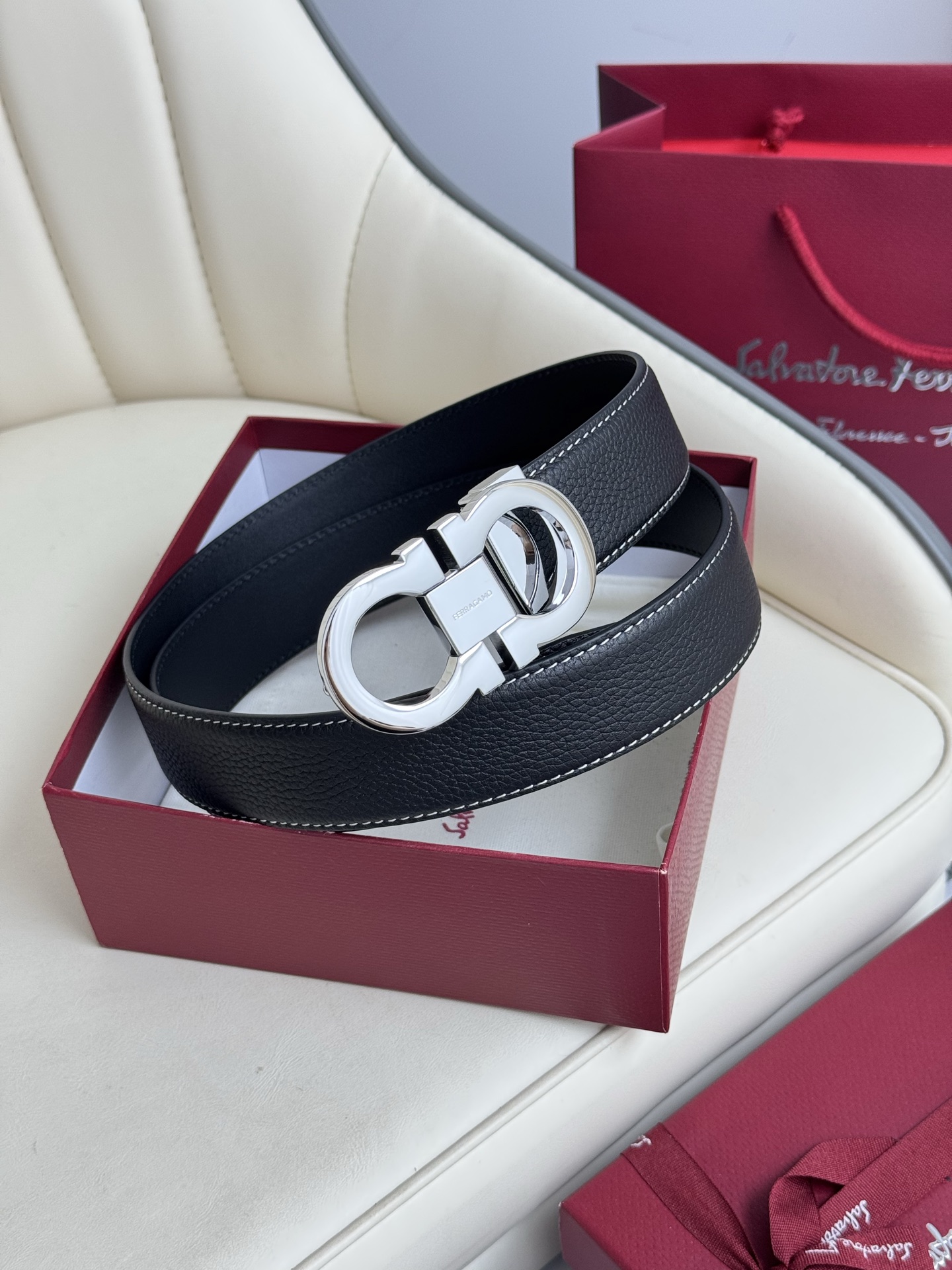 Salvatore Ferragamo Basic Belt Top Grain Leather 13514