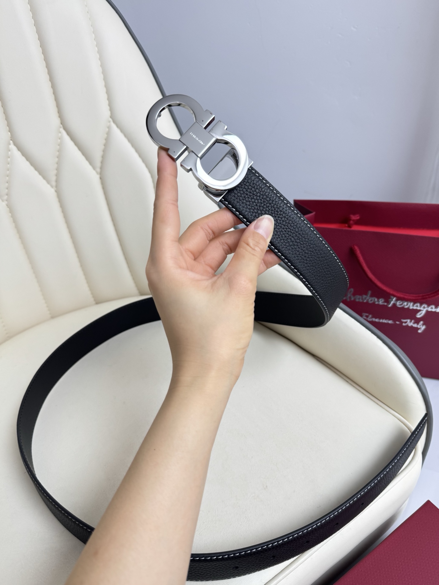 Salvatore Ferragamo Basic Belt Top Grain Leather 13514