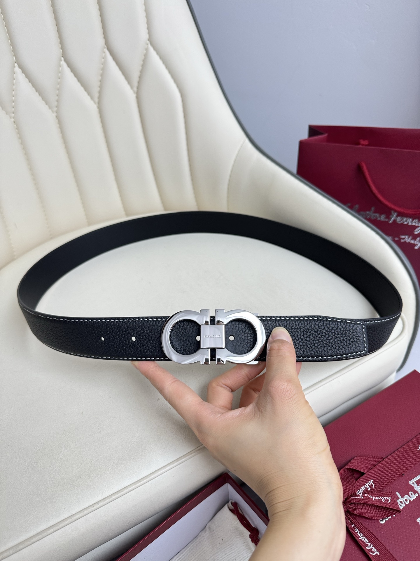 Salvatore Ferragamo Basic Belt Top Grain Leather 13514