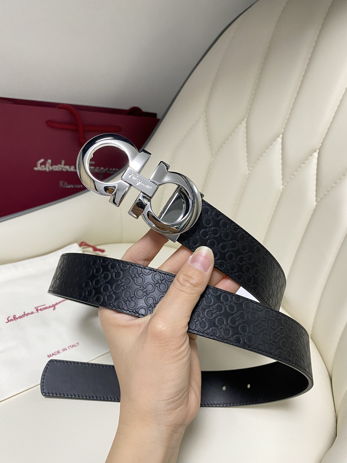 Salvatore Ferragamo Male Leather Belt Top Grain Leather M