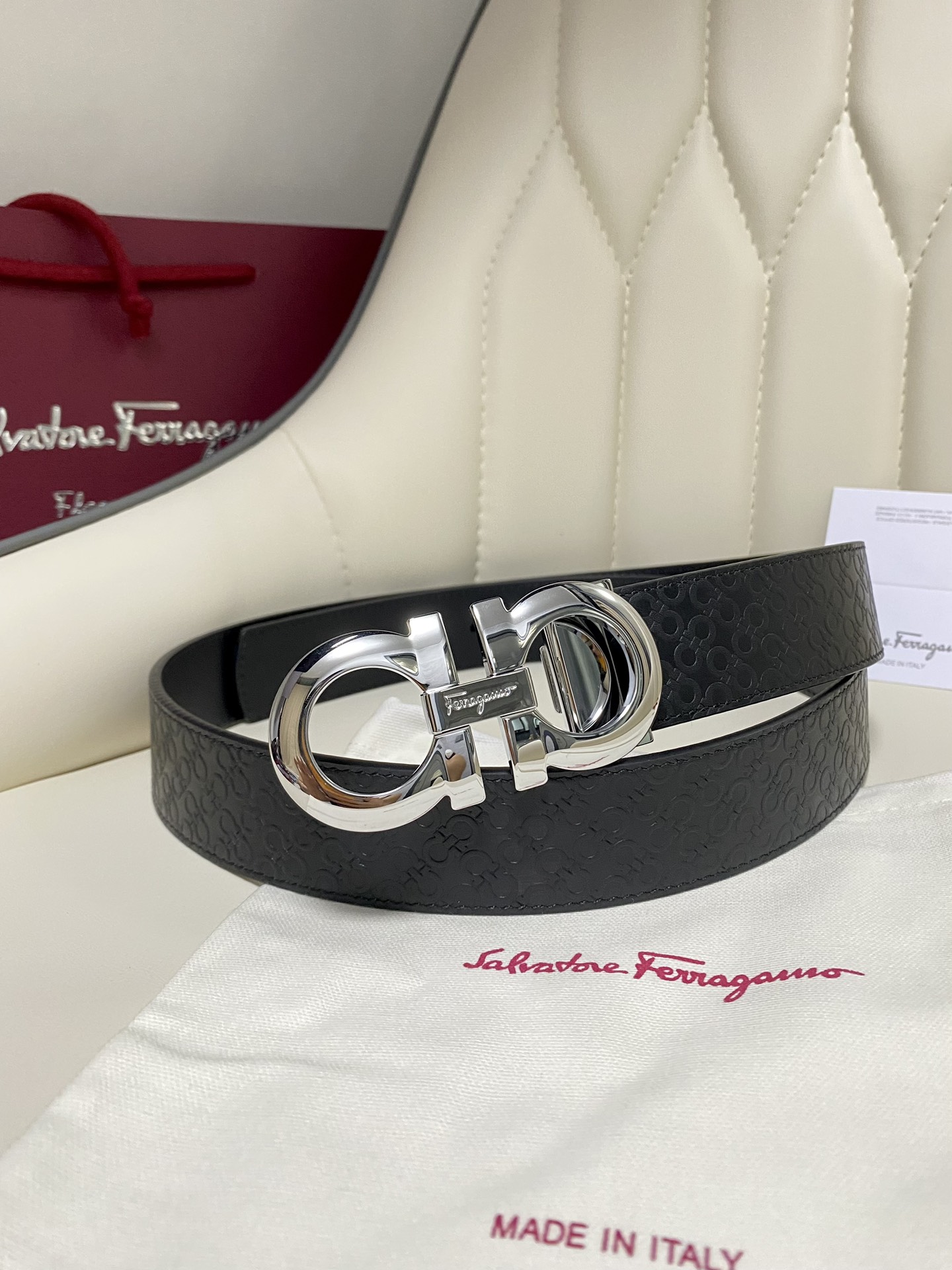 Salvatore Ferragamo Male Leather Belt Top Grain Leather M