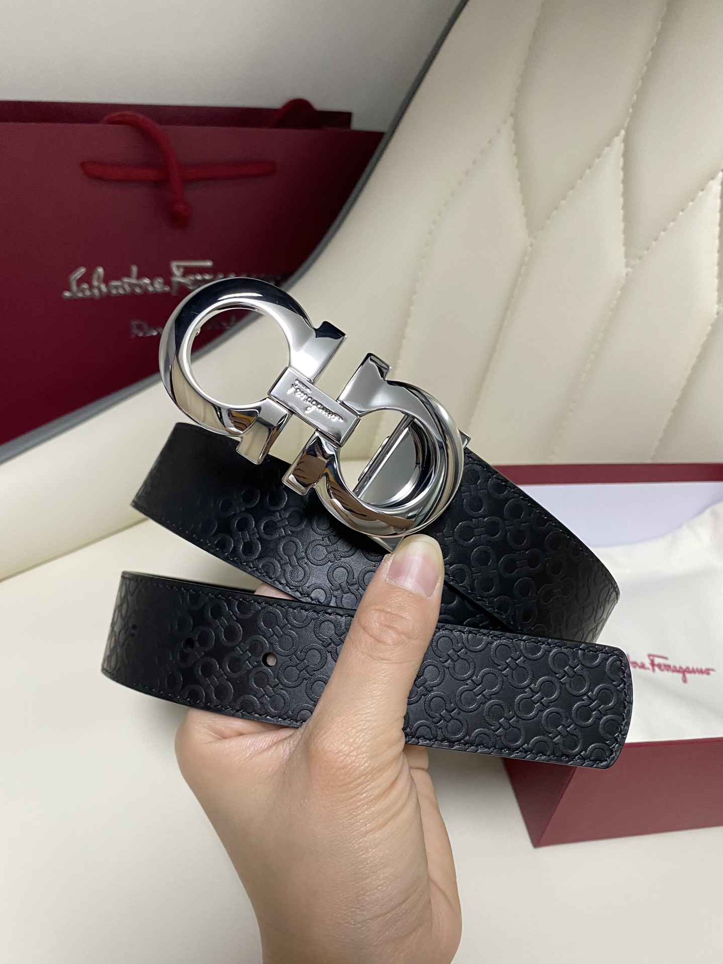 Salvatore Ferragamo Male Leather Belt Top Grain Leather M