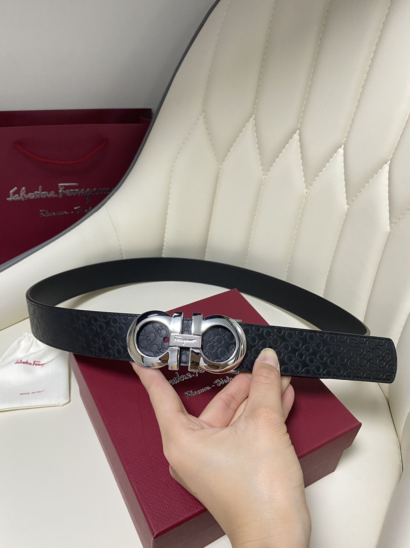 Salvatore Ferragamo Male Leather Belt Top Grain Leather M