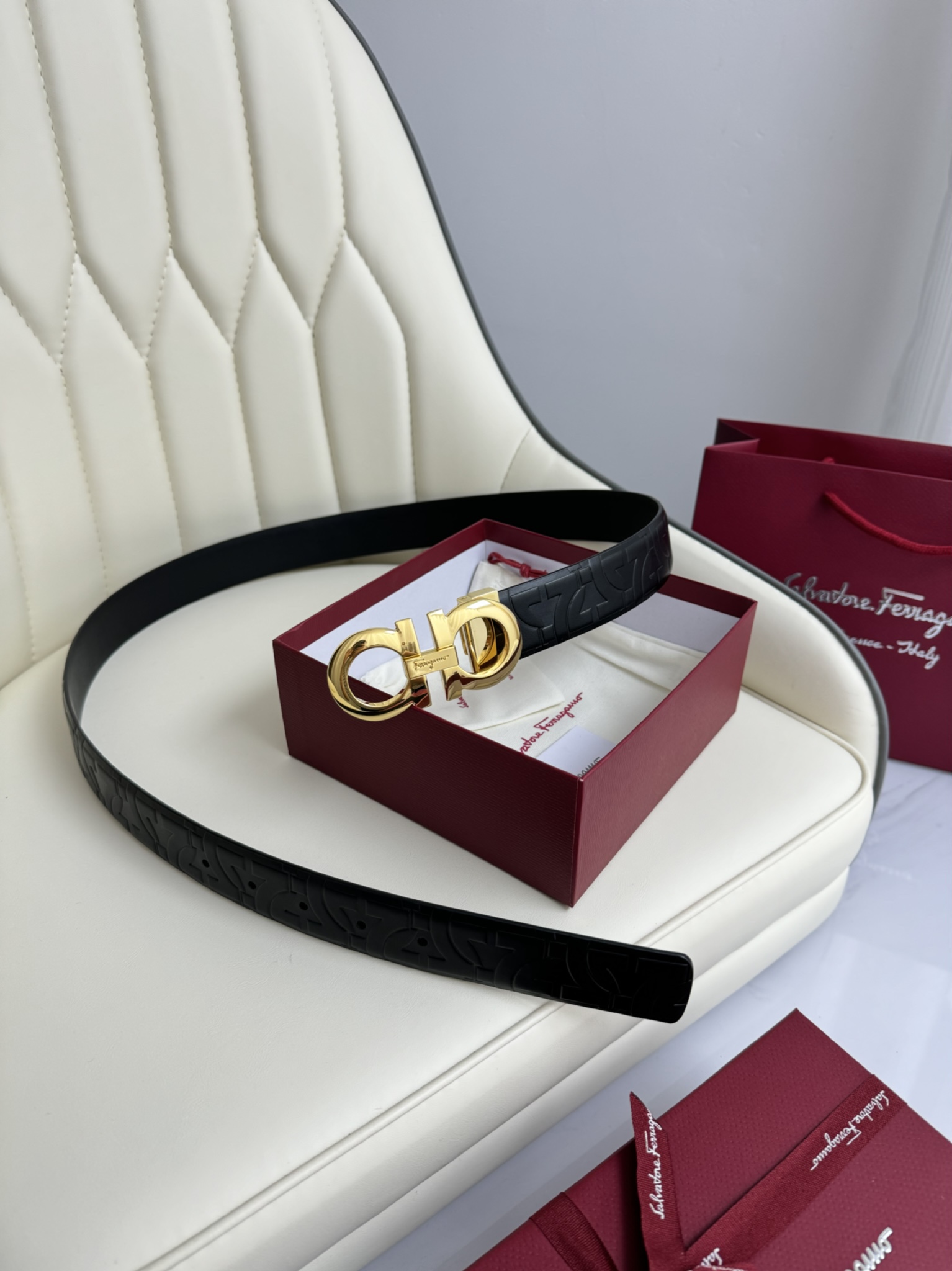 Salvatore Ferragamo Basic Belt Top Grain Leather 13514