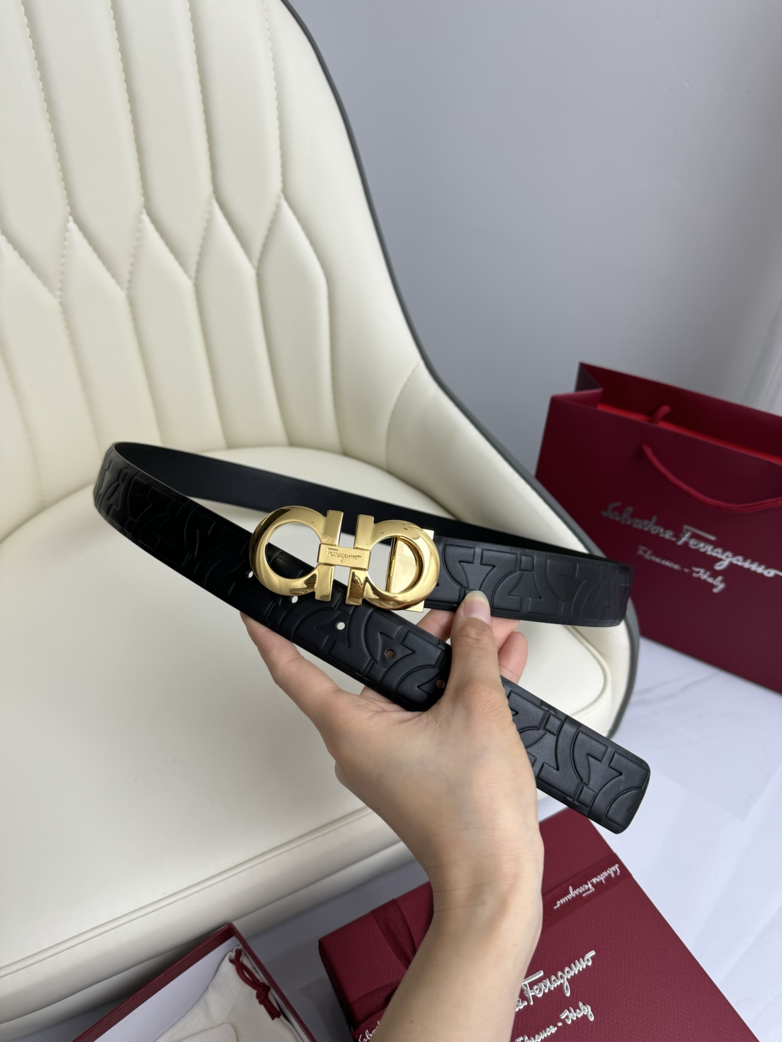 Salvatore Ferragamo Basic Belt Top Grain Leather 13514