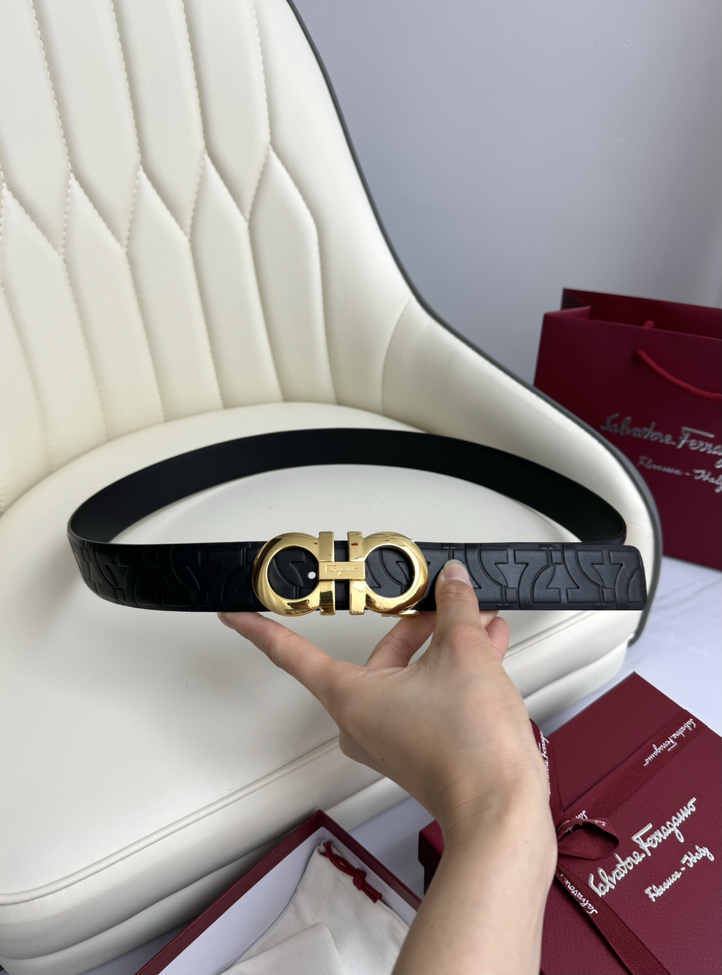 Salvatore Ferragamo Basic Belt Top Grain Leather 13514