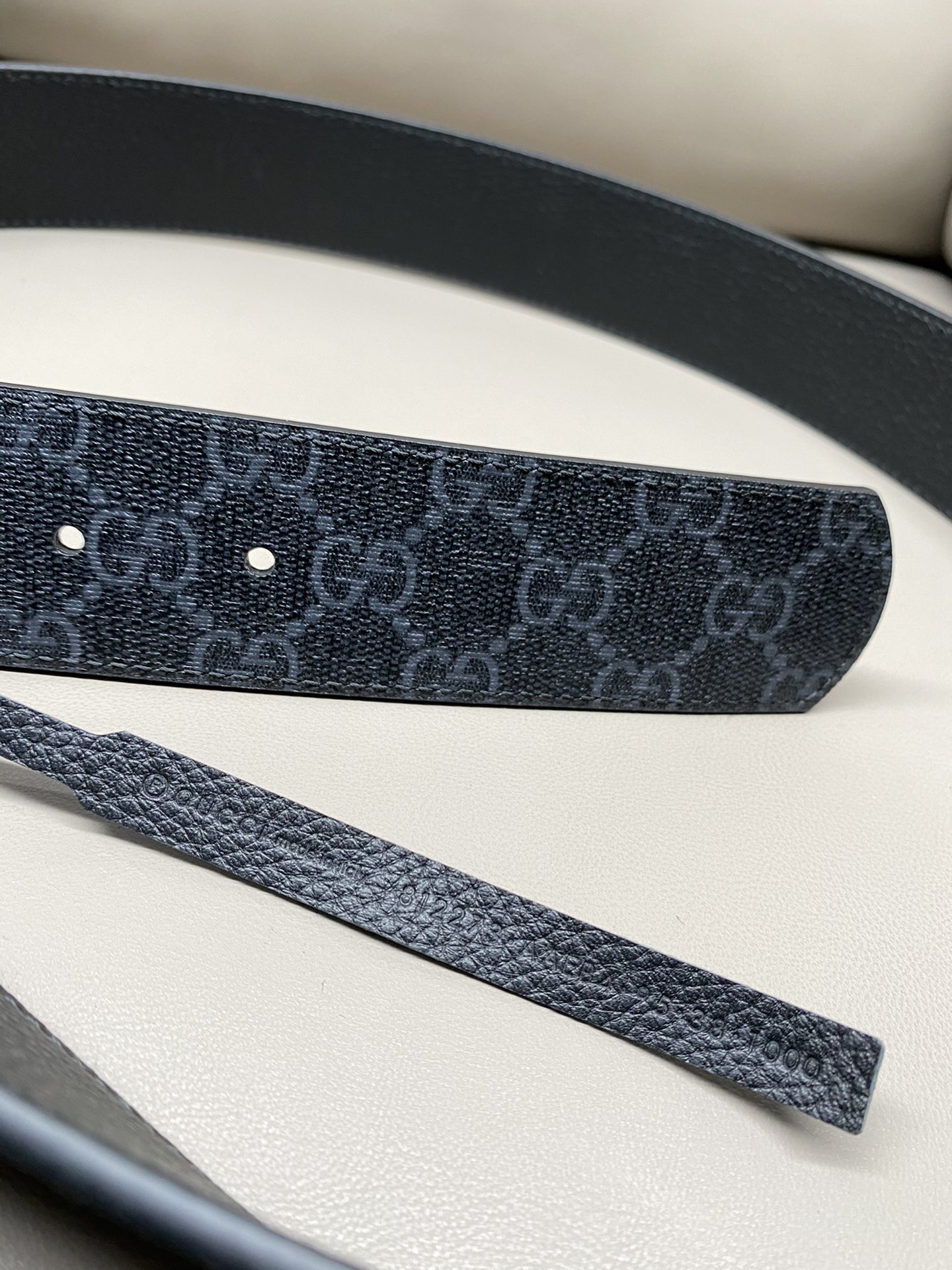 Gucci Canvas Belt Cow Leather Black S-m