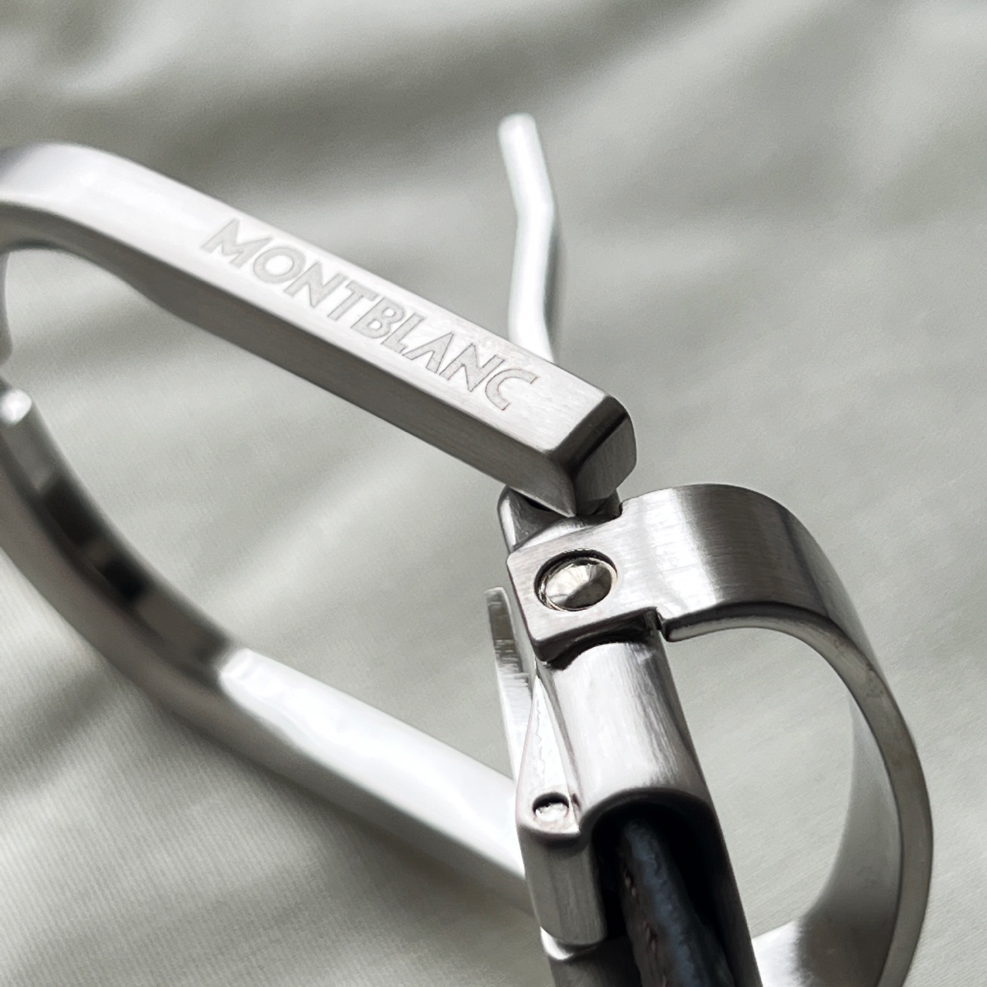 Montblanc Leather Belt Cow Leather Black Adjustable M