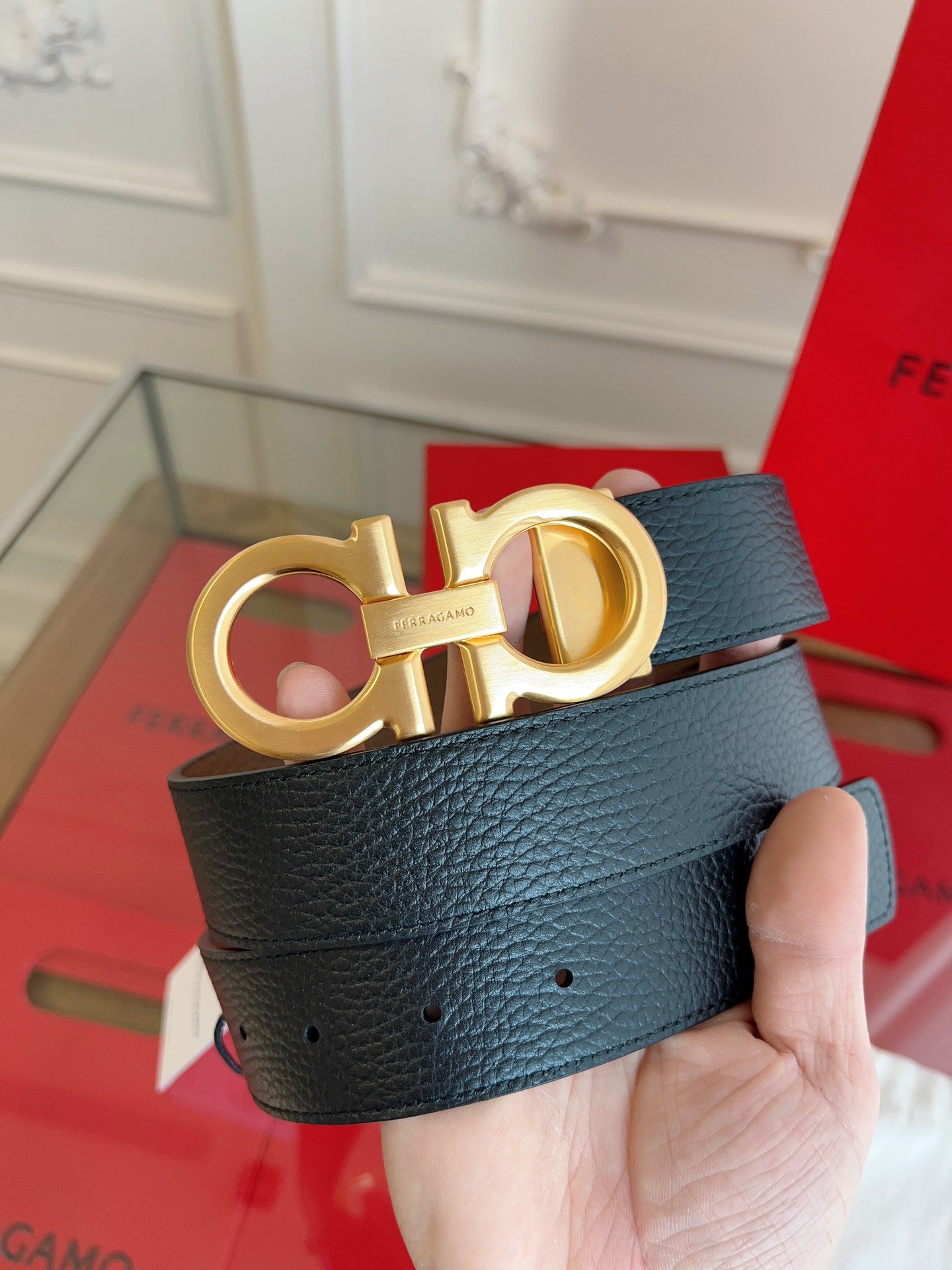 Salvatore Ferragamo Male Leather Belt Top Grain Leather M