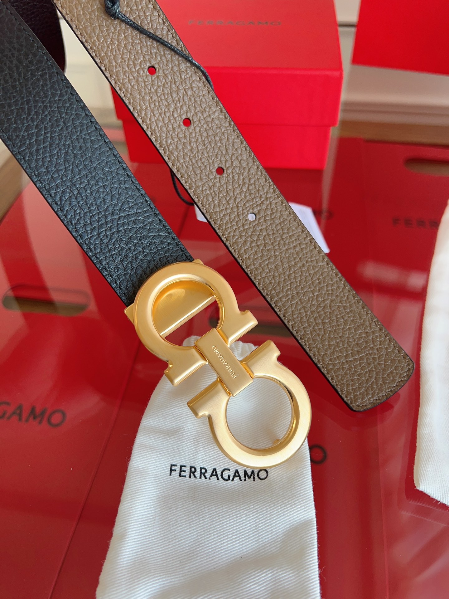 Salvatore Ferragamo Male Leather Belt Top Grain Leather M