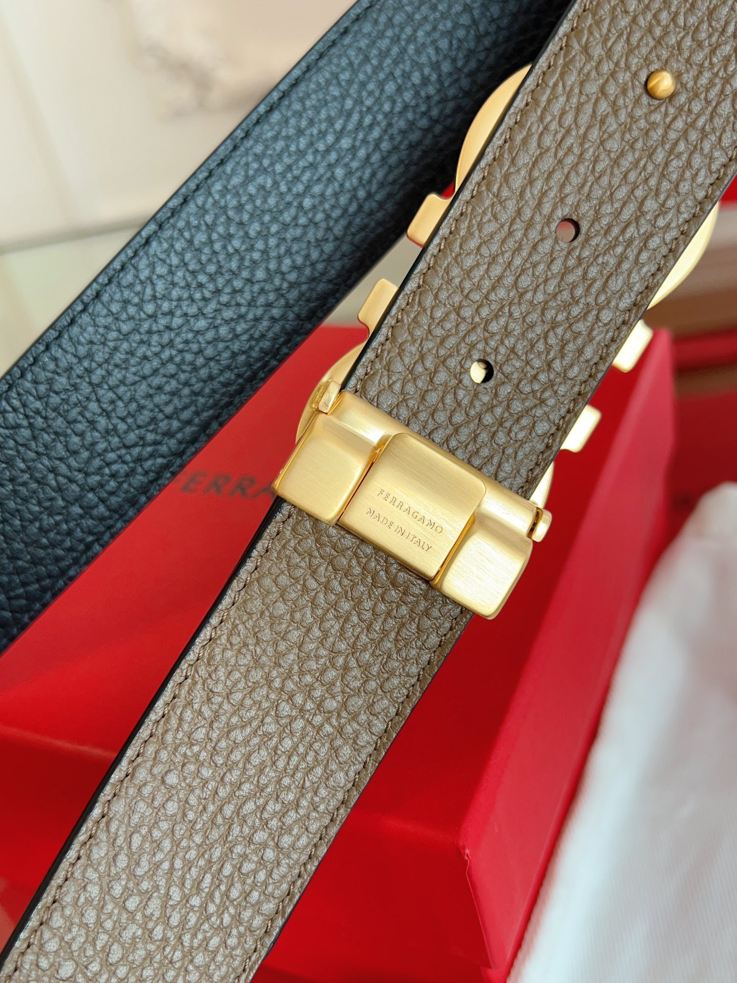 Salvatore Ferragamo Male Leather Belt Top Grain Leather M