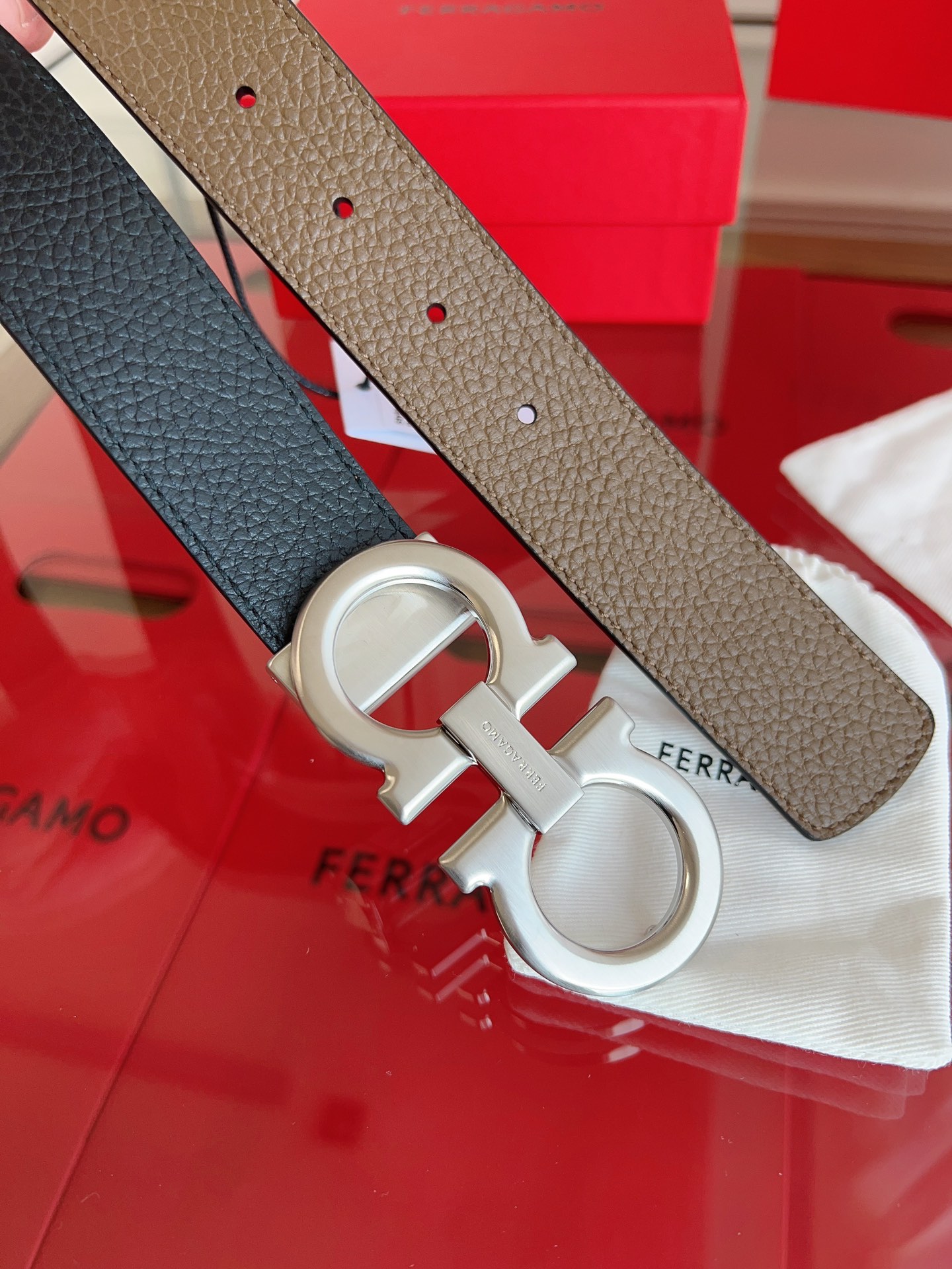 Salvatore Ferragamo Male Leather Belt Top Grain Leather M