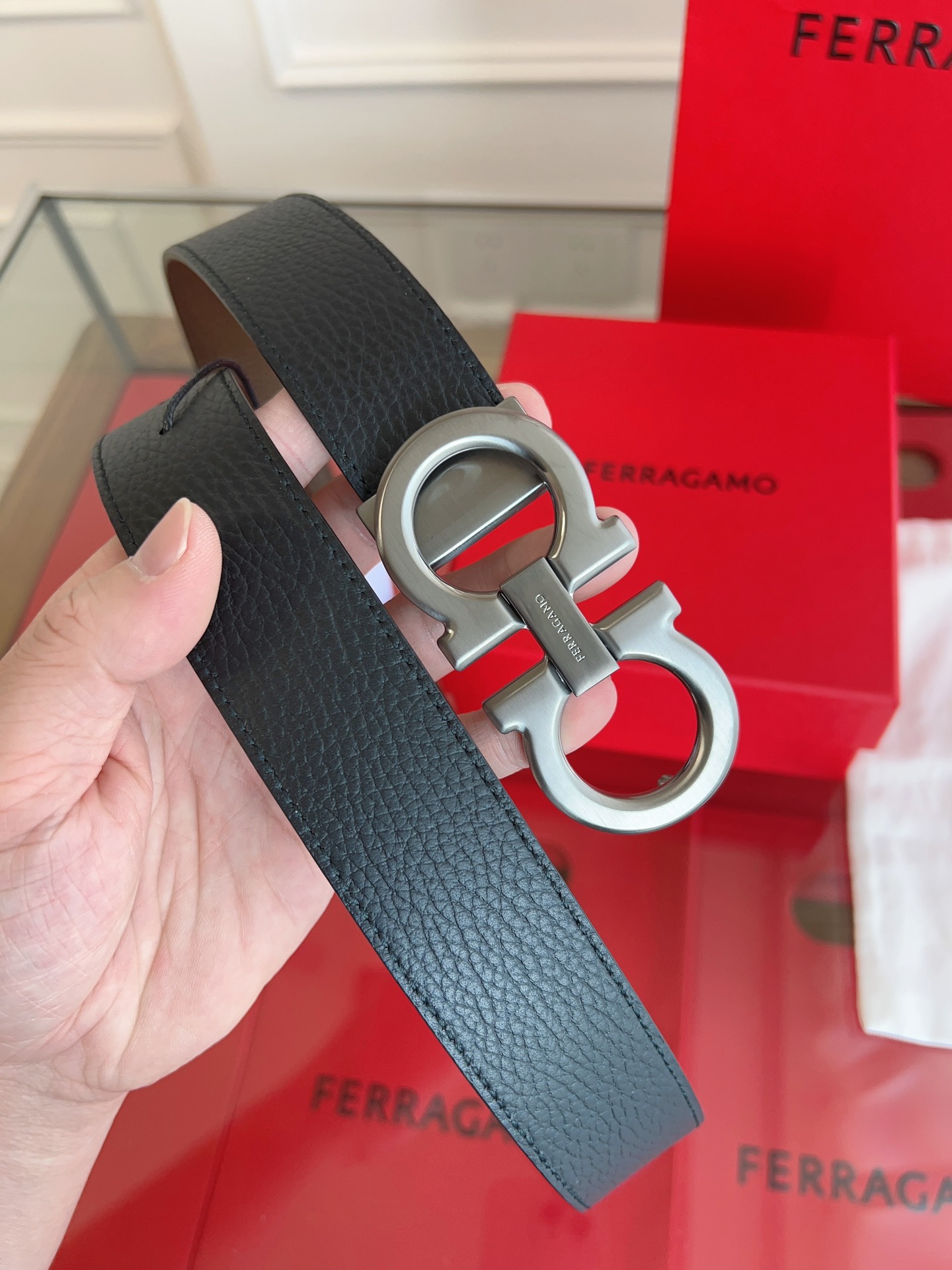 Salvatore Ferragamo Male Leather Belt Top Grain Leather M