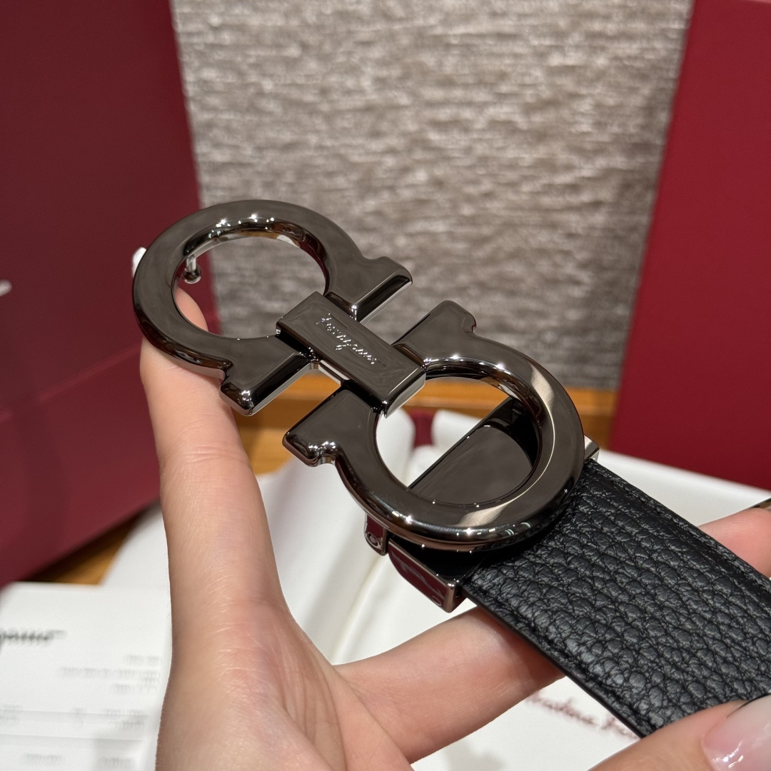 Leather Belt Cow Leather Gray Adjustable M