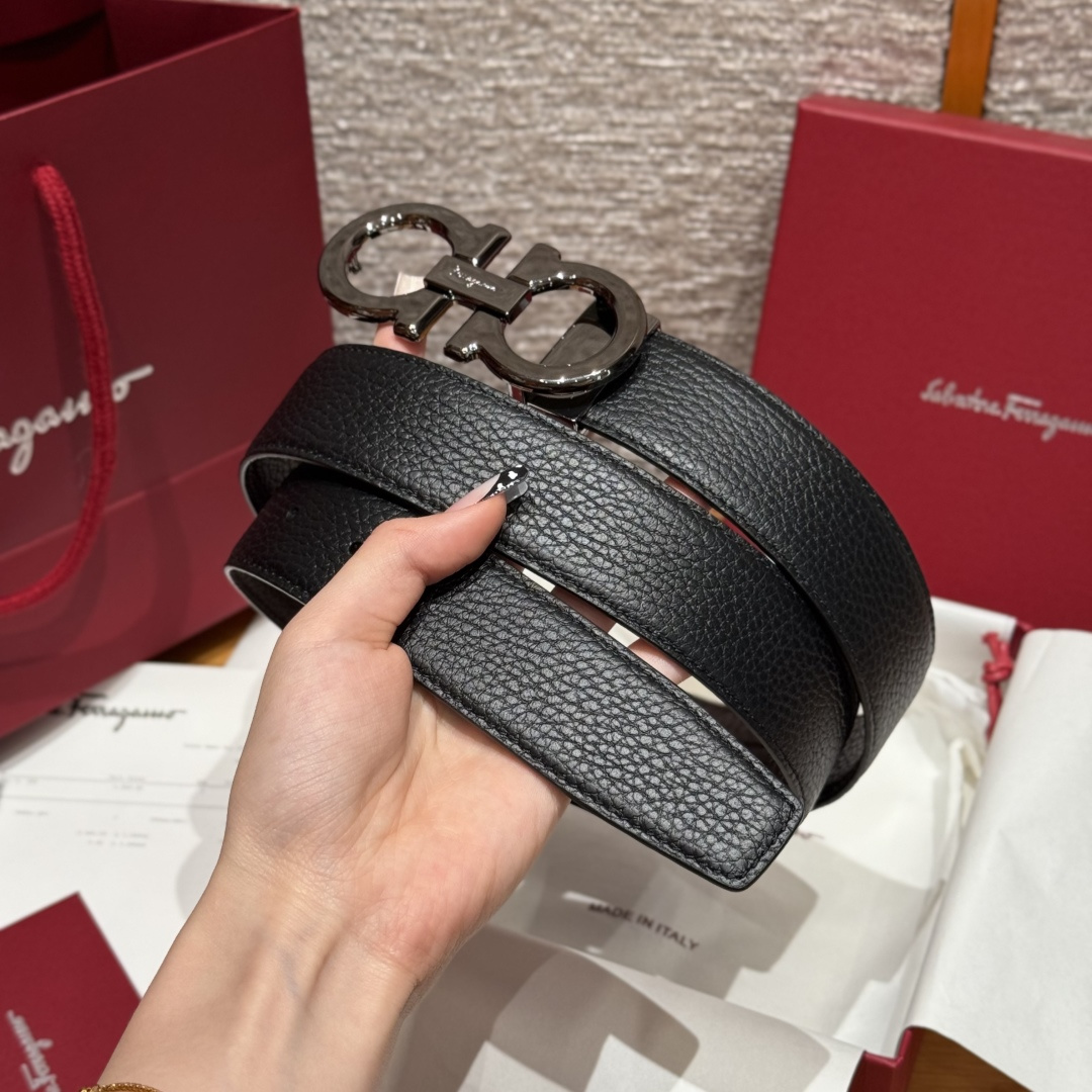 Leather Belt Cow Leather Gray Adjustable M