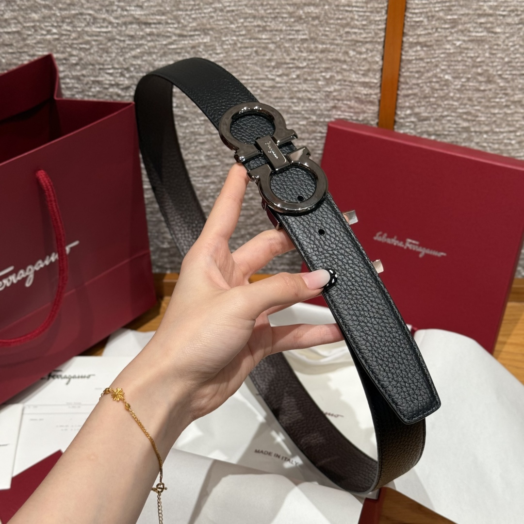 Leather Belt Cow Leather Gray Adjustable M