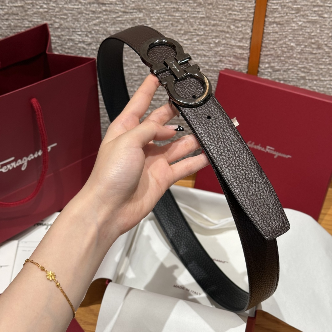 Leather Belt Cow Leather Gray Adjustable M