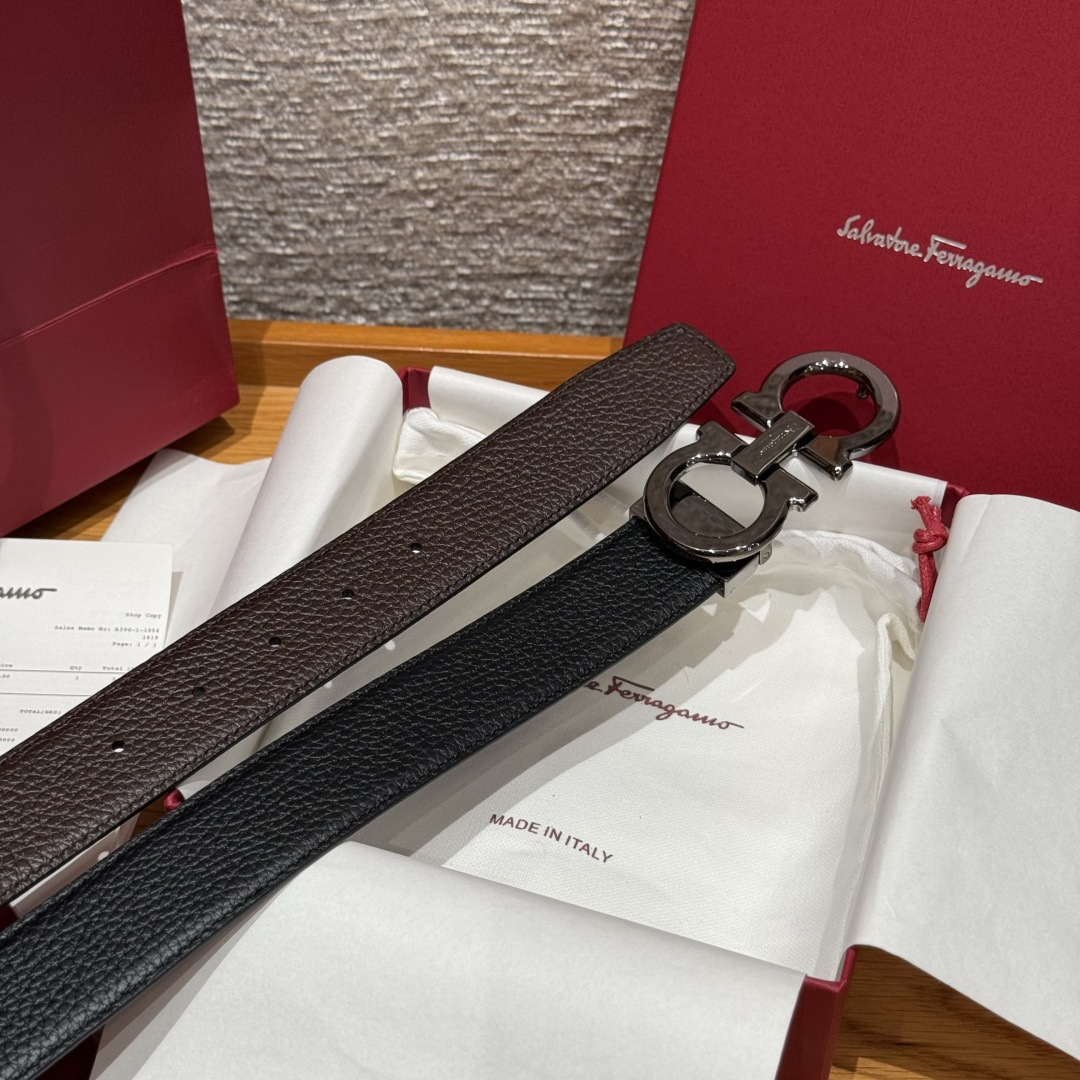 Leather Belt Cow Leather Gray Adjustable M