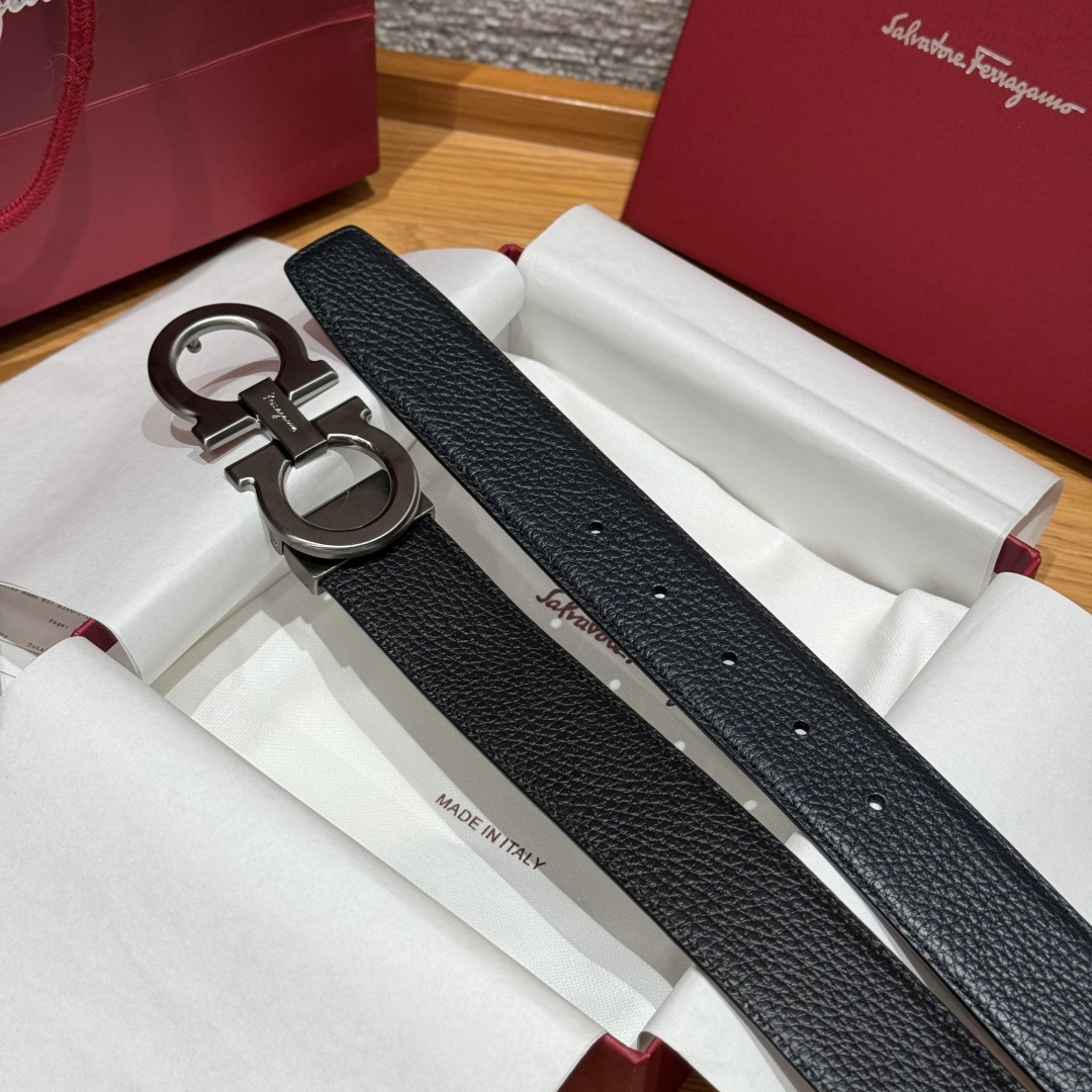 Leather Belt Cow Leather Gray Adjustable M