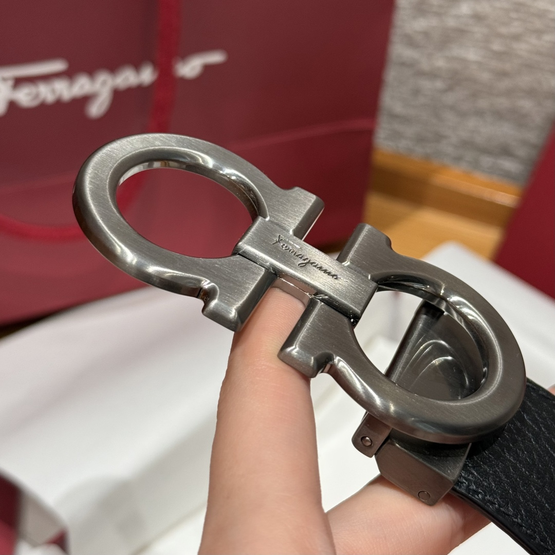 Leather Belt Cow Leather Gray Adjustable M